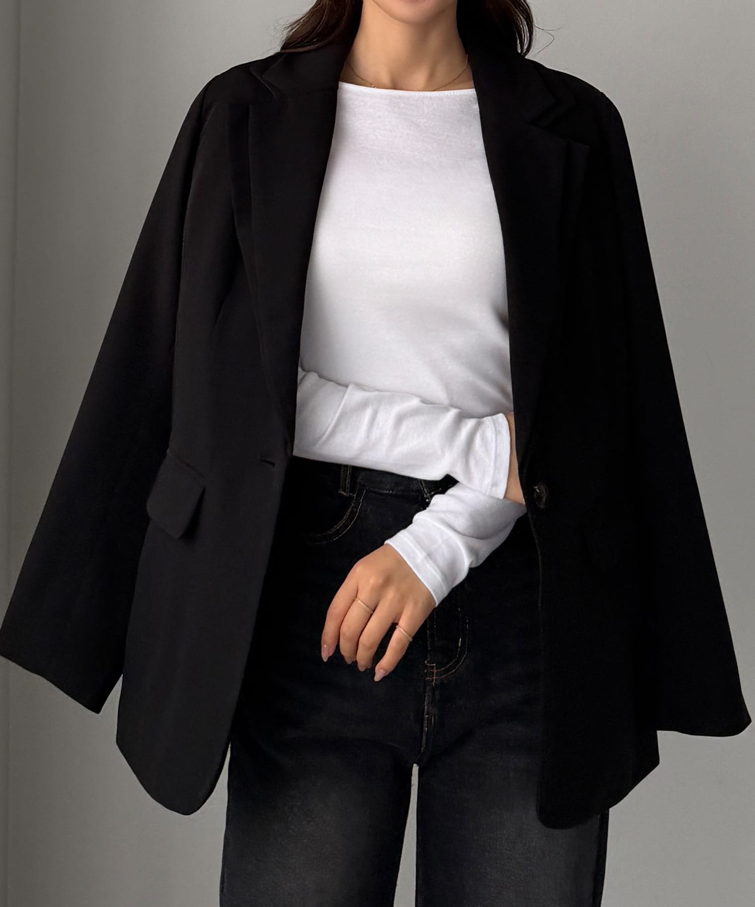 【ジュノア/JUNOAH】のLouere レイヤードテーラードシングルジャケット インテリア・キッズ・メンズ・レディースファッション・服の通販 founy(ファニー) 　ファッション　Fashion　レディースファッション　Fashion for Women　アウター　Coat / Outerwear Collection　レディースジャケット・軽アウター　Jackets　ブラック|ID: prp329100004865840 ipo3291000000036218900