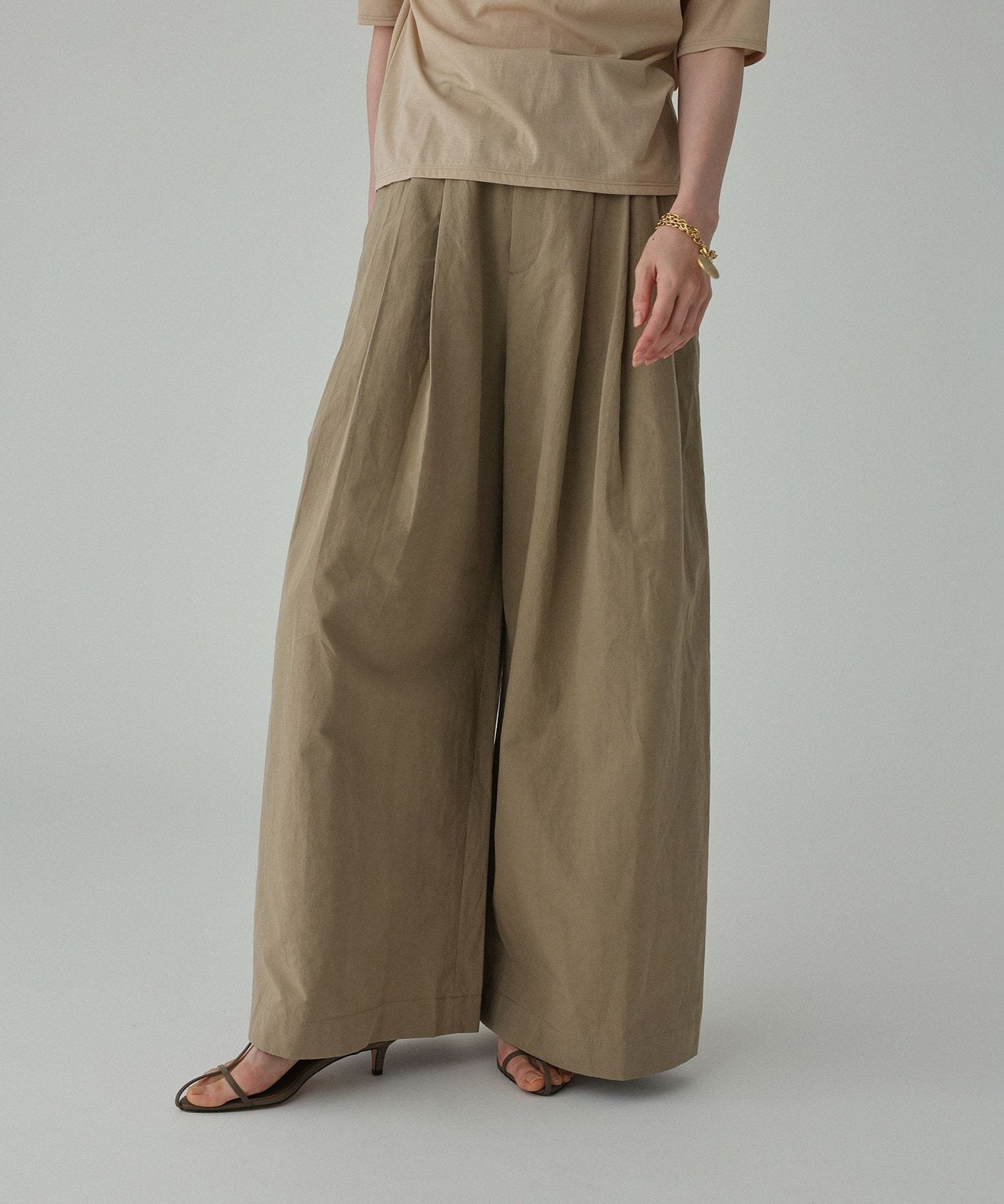 【バビロン/BABYLONE / KIDS】のウェザータックワイドパンツ インテリア・キッズ・メンズ・レディースファッション・服の通販 founy(ファニー) 　ファッション　Fashion　キッズファッション　Fashion for Kids　ボトムス　Bottoms　ウェーブ　Wavy Pattern　春　Spring　シューズ　Shoes, Footwear　シンプル　Simple, Minimal　フラット　Flat, Flat Shoes　フレア　Flare, Flared　リネン　Linen, Linen Fabric　再入荷　Restock / Back in Stock　グレージュ14|ID: prp329100004865852 ipo3291000000036218957