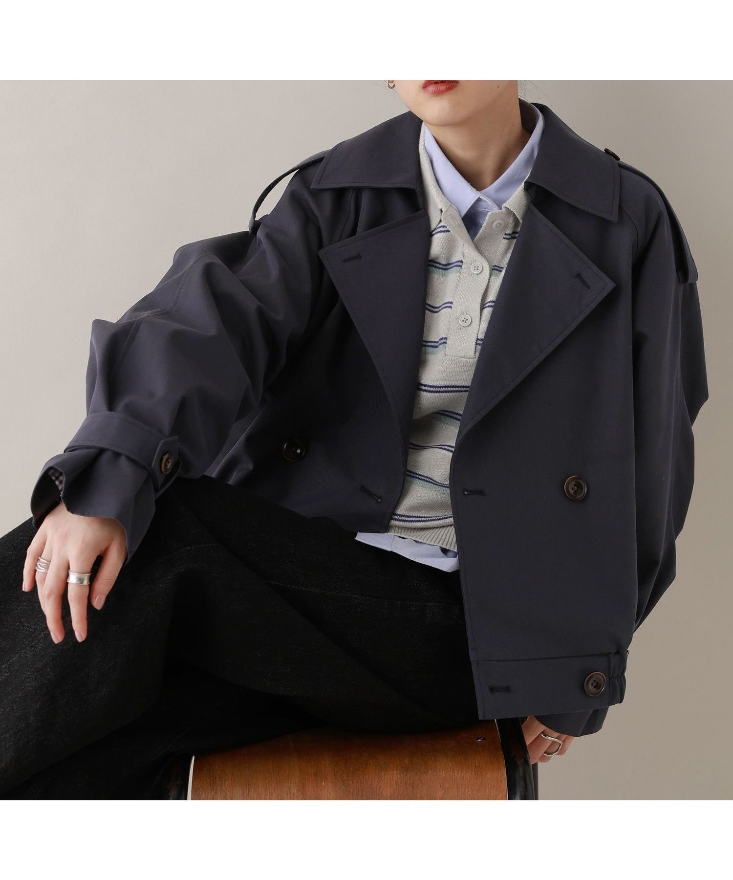 【レイジブルー/RAGEBLUE】のツイルショートトレンチコート インテリア・キッズ・メンズ・レディースファッション・服の通販 founy(ファニー) 　ファッション　Fashion　レディースファッション　Fashion for Women　アウター　Coat / Outerwear Collection　コート・ロングコート・ピーコート　Long Coats, Peacoats & More　トレンチコート / 春秋の定番アウター　Trench Coats　おすすめ　Recommended / Our Picks　アクセサリー　Fashion Accessories　ギャザー　Gathered, Ruffled　スラックス　Slacks, Dress Pants　ダブル　Double, Double-Breasted　チェック　Check, Plaid, Tartan　ツイル　Twist, Twisted Detail　デニム　Denim, Jeans Material　フェミニン　Feminine, Girly　フレア　Flare, Flared　ミュール　Mule, Backless Shoes　ロング　Long, Long-Length　ネイビー88|ID: prp329100004865869 ipo3291000000036219126