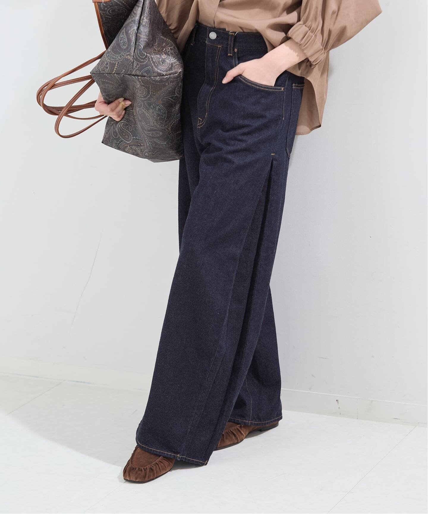 【ジャーナルスタンダード レサージュ/journal standard L'essage】のサイドタックデニムパンツ インテリア・キッズ・メンズ・レディースファッション・服の通販 founy(ファニー) 　ファッション　Fashion　レディースファッション　Fashion for Women　パンツ　Pants & Trousers　デニムパンツ・ジーンズ・美脚デニム　Denim Jeans & Pants　2026年　2026　クロップド　Cropped, Short Length　シンプル　Simple, Minimal　デニム　Denim, Jeans Material　ネイビー|ID: prp329100004865872 ipo3291000000036219162