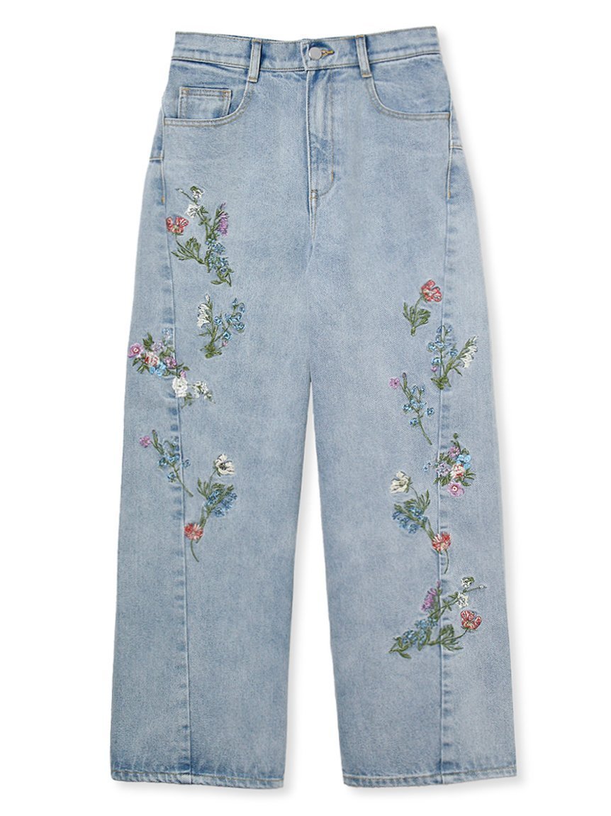 【フレイ アイディー/FRAY I.D】のフラワーエンブロイダリーデニムパンツ インテリア・キッズ・メンズ・レディースファッション・服の通販 founy(ファニー) 　ファッション　Fashion　レディースファッション　Fashion for Women　パンツ　Pants & Trousers　デニムパンツ・ジーンズ・美脚デニム　Denim Jeans & Pants　春　Spring　スパンコール　Sequins, Sequin Embellishment　スペシャル　Special, Limited Edition　スマート　Smart, Elegant　デニム　Denim, Jeans Material　バランス　Balance, Style Balance　パッチ　Patch, Appliqué　フラワー　Flower, Floral　ボタニカル　Botanical, Floral Pattern　S/S・春夏　SS, Spring/Summer, Warm Season　夏　Summer　LBLU[081]|ID: prp329100004865884 ipo3291000000036219250