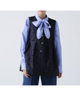 【エヌ ナチュラルビューティーベーシック/N.Natural Beauty basic】のNAVYNAVY リボンジャガードジレ 人気、トレンドファッション・服の通販 founy(ファニー) ファッション Fashion レディースファッション Fashion for Women アウター Coat / Outerwear Collection トップス・カットソー Cut & Sew Tops ベスト&ジレ / 重ね着スタイル Vests & Gilets インナー Innerwear ウォッシャブル Machine Washable ポケット Pocket, Pocket Detail リボン Ribbon, Bow ロング Long, Long-Length エレガント 上品 Elegant |ID:prp329100004865916