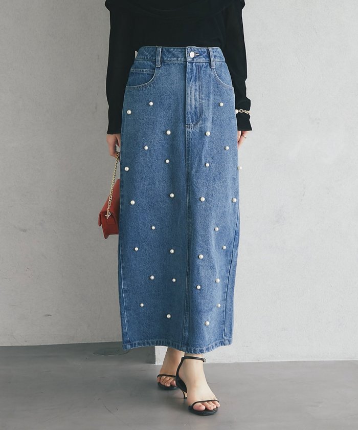 【ラブティックボンボン/La boutique BonBon】の【今すぐお届け!・3サイズあり】パール付きデニムタイトマキシスカート インテリア・キッズ・メンズ・レディースファッション・服の通販 founy(ファニー) https://founy.com/ ファッション Fashion レディースファッション Fashion for Women スカート Skirts ヴィンテージ Vintage Style ガーリー Girly, Feminine Style シンプル Simple, Minimal デニム Denim, Jeans Material トレンド Trend, Trending Now 人気 Popular, Best Seller パール Pearl, Pearl Accent フリル Frill, Ruffle ペチコート Petticoat, Underskirt ポケット Pocket, Pocket Detail おすすめ Recommended / Our Picks エレガント 上品 Elegant |ID: prp329100004865932 ipo3291000000036219482