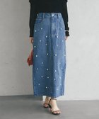 【ラブティックボンボン/La boutique BonBon】の【今すぐお届け!・3サイズあり】パール付きデニムタイトマキシスカート ブルー|ID: prp329100004865932 ipo3291000000036219484