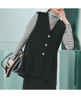 【エルーラ/Elura】の≪入卒/セレモニー/通勤≫ダブルクロスジレ/603863 人気、トレンドファッション・服の通販 founy(ファニー) ファッション Fashion レディースファッション Fashion for Women アウター Coat / Outerwear Collection トップス・カットソー Cut & Sew Tops ベスト&ジレ / 重ね着スタイル Vests & Gilets アクセサリー Fashion Accessories インナー Innerwear ストレッチ Stretch, Stretchy Fabric セットアップ Set-Up, Coordinated Outfit タートルネック Turtleneck, High Neck ダブル Double, Double-Breasted ドット Polka Dot, Dot Pattern パール Pearl, Pearl Accent ペプラム Peplum, Flared Hem エレガント 上品 Elegant セレモニー Ceremony ビジネス 仕事 通勤 Business / Work / Commuting |ID:prp329100004865967