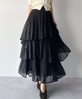 【ジュノア/JUNOAH】のmipiarl ランダムヘムプリーツティアードスカート 人気、トレンドファッション・服の通販 founy(ファニー) ファッション Fashion レディースファッション Fashion for Women スカート Skirts ティアードスカート Tiered Skirts |ID:prp329100004865985
