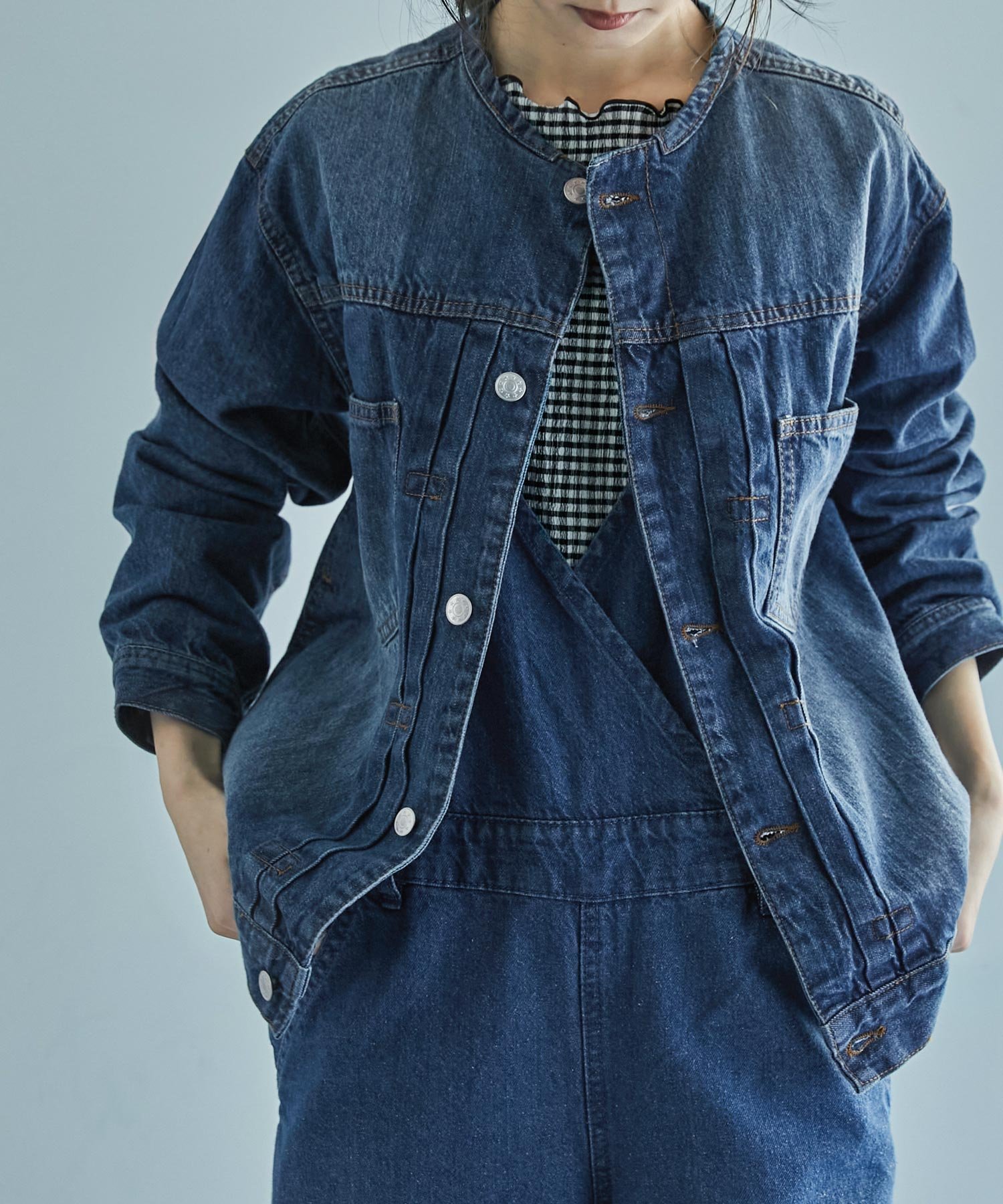 【ビーフラット/bflat】のノーカラーデニムジャケット インテリア・キッズ・メンズ・レディースファッション・服の通販 founy(ファニー) ファッション Fashion レディースファッション Fashion for Women アウター Coat / Outerwear Collection レディースジャケット・軽アウター Jackets デニムジャケット / カジュアルアウター Denim Jackets ジャケット Jacket, Outerwear デコルテ Décolleté, Neckline デニム Denim, Jeans Material 春 Spring ブルー|ID: prp329100004865992 ipo3291000000036219773