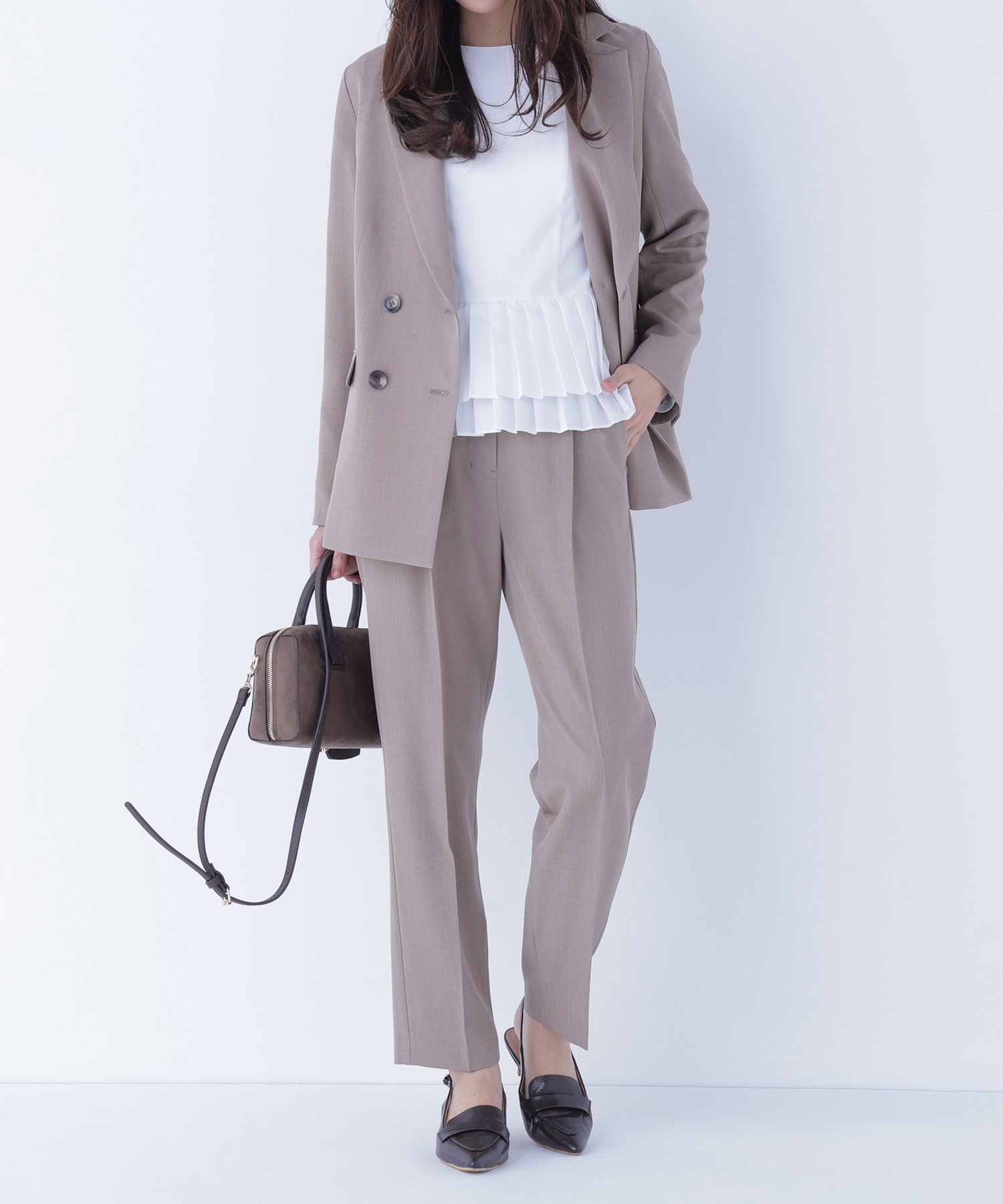 【ナチュラル ビューティー ベーシック/NATURAL BEAUTY BASIC】のクラッシー SETUP タックパンツ インテリア・キッズ・メンズ・レディースファッション・服の通販 founy(ファニー) 　ファッション　Fashion　レディースファッション　Fashion for Women　セットアップ　Matching Sets　レディースパンツ・ボトムス　Pants & Trousers / Bottoms　おすすめ　Recommended / Our Picks　ショート　Short, Short Length　ジャケット　Jacket, Outerwear　ストレッチ　Stretch, Stretchy Fabric　スーツ　Suit, Formalwear　センター　Center, Center Line　フロント　Front, Front Design　メランジ　Melange, Mixed Yarn　モカ|ID: prp329100004866006 ipo3291000000036219850