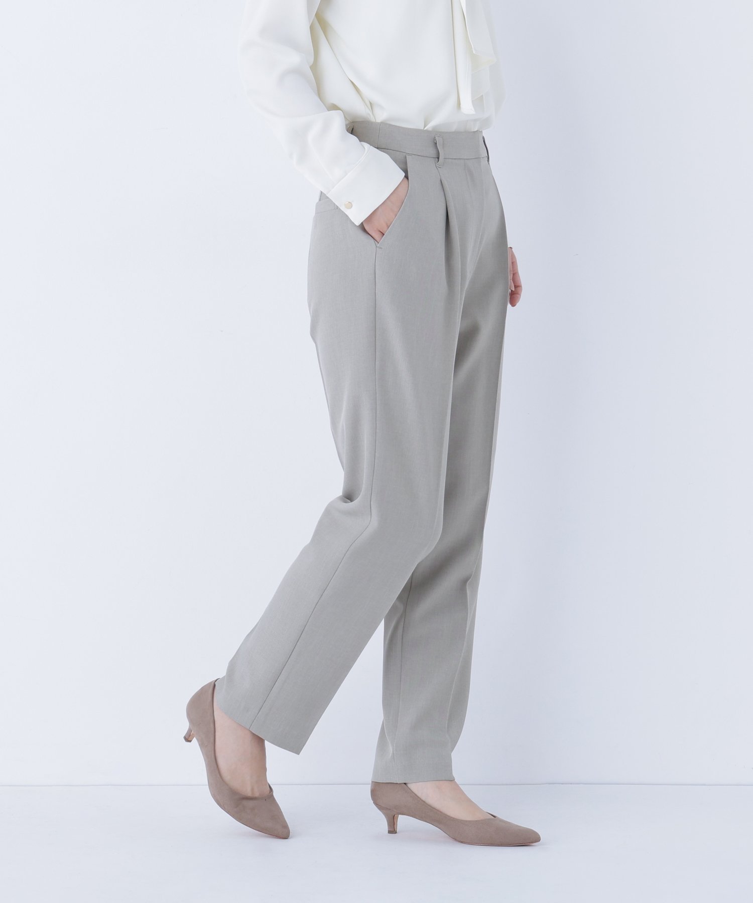 【ナチュラル ビューティー ベーシック/NATURAL BEAUTY BASIC】のクラッシー SETUP タックパンツ インテリア・キッズ・メンズ・レディースファッション・服の通販 founy(ファニー) 　ファッション　Fashion　レディースファッション　Fashion for Women　セットアップ　Matching Sets　レディースパンツ・ボトムス　Pants & Trousers / Bottoms　おすすめ　Recommended / Our Picks　ショート　Short, Short Length　ジャケット　Jacket, Outerwear　ストレッチ　Stretch, Stretchy Fabric　スーツ　Suit, Formalwear　センター　Center, Center Line　フロント　Front, Front Design　メランジ　Melange, Mixed Yarn　クリームカーキ|ID: prp329100004866006 ipo3291000000036219852