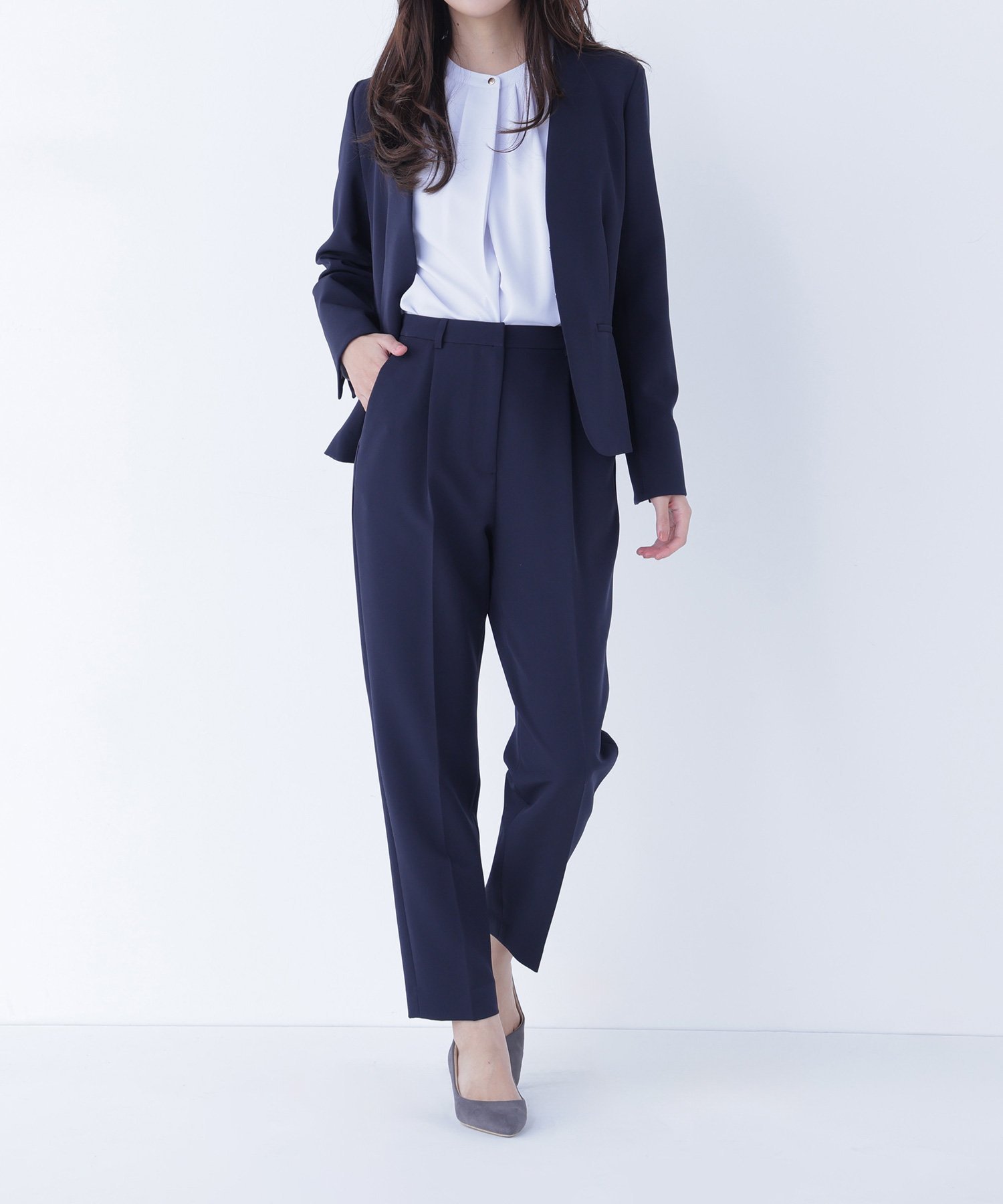 【ナチュラル ビューティー ベーシック/NATURAL BEAUTY BASIC】のダブルクロスストレッチ SETUP テーパードパンツ 人気、トレンドファッション・服の通販 founy(ファニー) 　ファッション　Fashion　レディースファッション　Fashion for Women　セットアップ　Matching Sets　レディースパンツ・ボトムス　Pants & Trousers / Bottoms　おすすめ　Recommended / Our Picks　ジャケット　Jacket, Outerwear　ストレッチ　Stretch, Stretchy Fabric　スーツ　Suit, Formalwear　センター　Center, Center Line　ダブル　Double, Double-Breasted　フロント　Front, Front Design　エレガント 上品　Elegant　 other-1|ID: prp329100004866027 ipo3291000000036219972