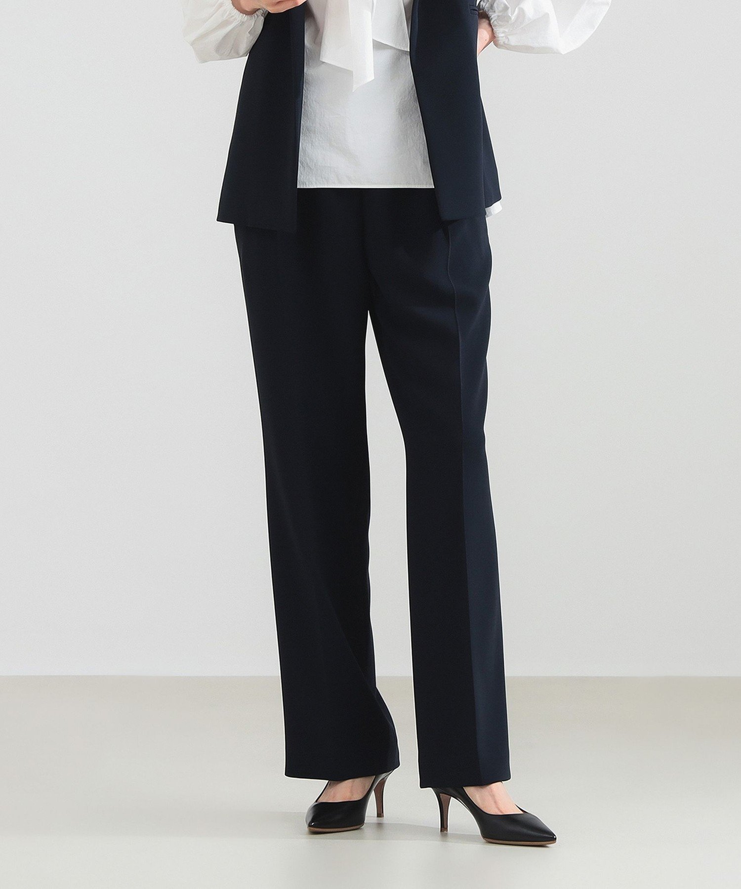 【デミルクス ビームス/Demi-Luxe BEAMS】のトリアセ スリムパンツ インテリア・キッズ・メンズ・レディースファッション・服の通販 founy(ファニー) 　ファッション　Fashion　レディースファッション　Fashion for Women　パンツ　Pants & Trousers　おすすめ　Recommended / Our Picks　なめらか　Smooth, Silky Texture　シンプル　Simple, Minimal　スリム　Slim, Slim Fit　セットアップ　Set-Up, Coordinated Outfit　センター　Center, Center Line　フロント　Front, Front Design　エレガント 上品　Elegant　NAVY|ID: prp329100004866059 ipo3291000000036220152