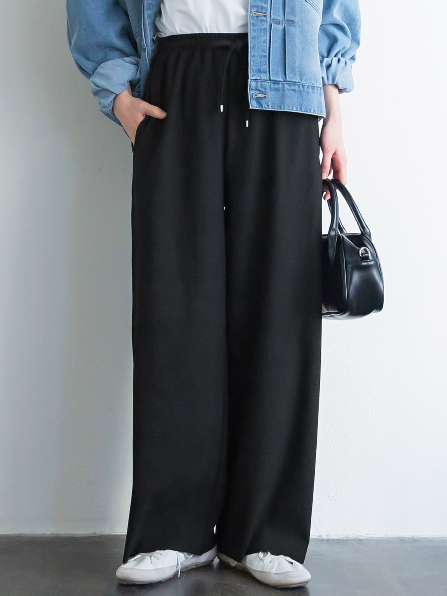 【コカ/COCA】のストレッチリブイージーパンツ インテリア・キッズ・メンズ・レディースファッション・服の通販 founy(ファニー) ファッション Fashion レディースファッション Fashion for Women パンツ Pants & Trousers カットソー Cut and Sewn Top シンプル Simple, Minimal ジャケット Jacket, Outerwear スウェット / スエット Sweatshirt, Sweatwear ストレッチ Stretch, Stretchy Fabric ストレート Straight, Straight Cut スニーカー Sneakers, Trainers プリーツ Pleats, Pleated ポケット Pocket, Pocket Detail 無地 Plain, Solid Color リラックス Relax, Relaxed Fit ロング Long, Long-Length ワイド Wide, Wide Fit おすすめ Recommended / Our Picks エレガント 上品 Elegant ビジネス 仕事 通勤 Business / Work / Commuting 2026年 2026 Black|ID: prp329100004866064 ipo3291000000036220183