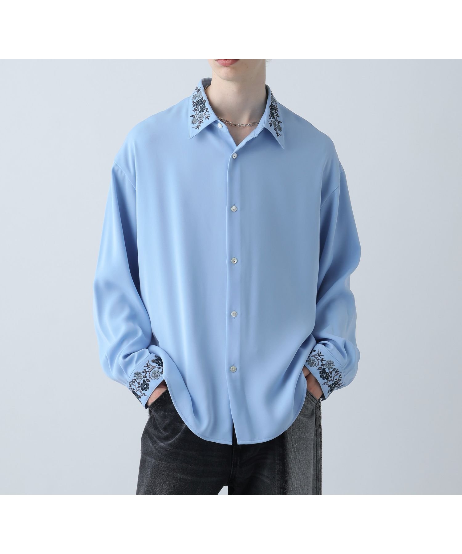 【ハレ/HARE】の【イージーケア機能】TOROMIシシュウシャツ インテリア・キッズ・メンズ・レディースファッション・服の通販 founy(ファニー) 　ファッション　Fashion　レディースファッション　Fashion for Women　トップス・カットソー　Cut & Sew Tops　シャツ・ブラウス・オフィスカジュアル　Elegant Blouses & Button-Ups　インナー　Innerwear　バランス　Balance, Style Balance　フラワー　Flower, Floral　モチーフ　Motif, Design Theme　無地　Plain, Solid Color　リラックス　Relax, Relaxed Fit　ルーズ　Loose, Oversized　エレガント 上品　Elegant　ブルー82|ID: prp329100004866069 ipo3291000000036220239