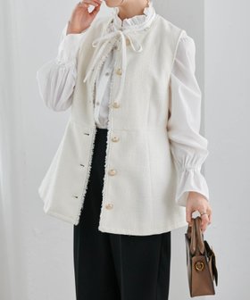 【ラナン/Ranan】のペプラムツイードジレ 人気、トレンドファッション・服の通販 founy(ファニー) ファッション Fashion レディースファッション Fashion for Women アウター Coat / Outerwear Collection トップス・カットソー Cut & Sew Tops ベスト&ジレ / 重ね着スタイル Vests & Gilets インナー Innerwear セットアップ Set-Up, Coordinated Outfit ツイード Twill, Twill Weave デニム Denim, Jeans Material フリンジ Fringe, Tassel フロント Front, Front Design ペプラム Peplum, Flared Hem ボトム Bottoms, Lower Wear ロング Long, Long-Length A/W・秋冬 Autumn/Winter おすすめ Recommended / Our Picks 2023年 2023 2023-2024秋冬・A/W Autumn/Winter 2023–24 AW23–24 エレガント 上品 Elegant |ID:prp329100004866086