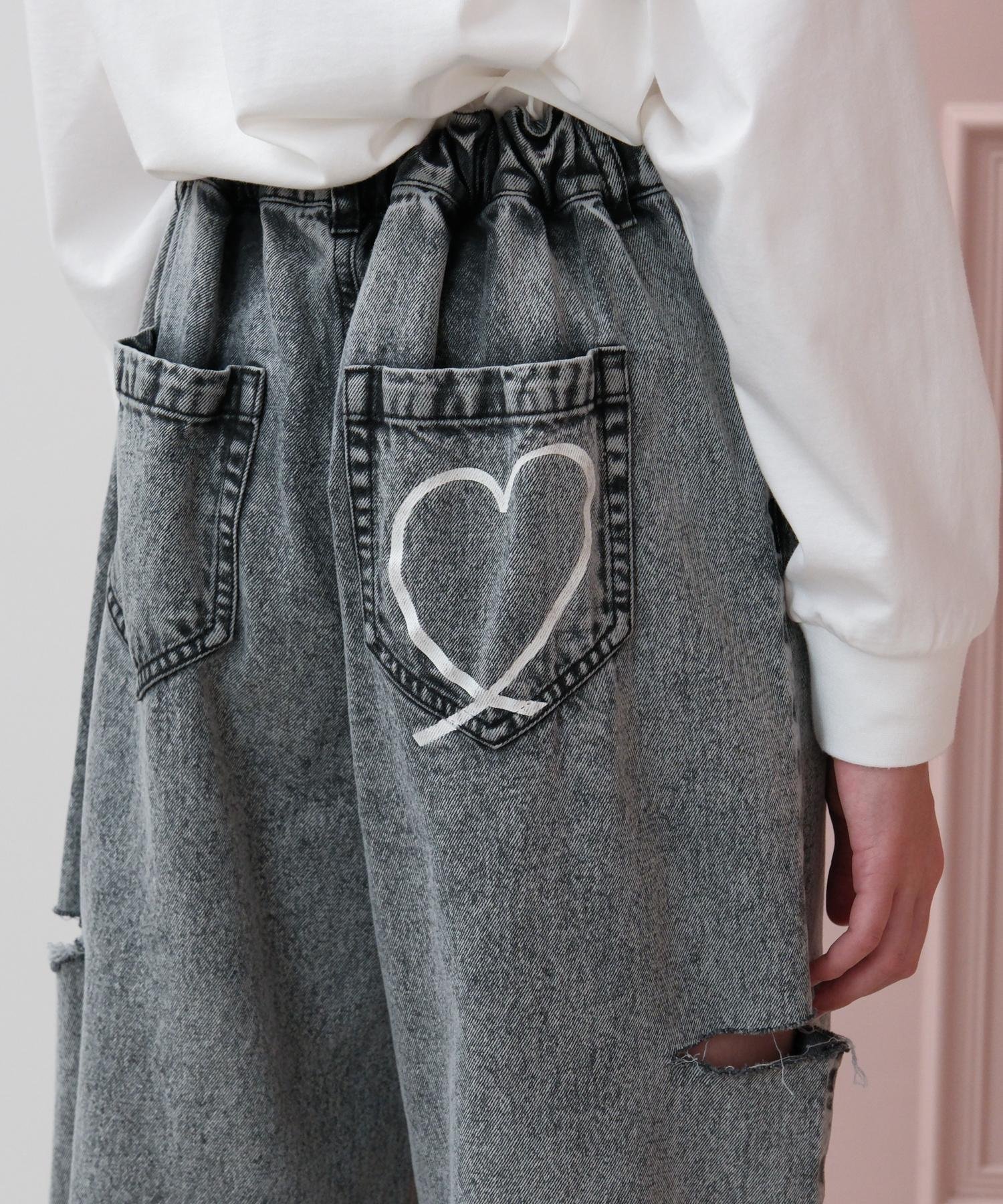 【グローバルワーク/GLOBAL WORK / KIDS】のGOODデニムワイドアソート/キッズ/147408 インテリア・キッズ・メンズ・レディースファッション・服の通販 founy(ファニー) 　ファッション　Fashion　キッズファッション　Fashion for Kids　カットオフ　Cut-Off Design　ケミカル　Chemical, Chemical Wash　シンプル　Simple, Minimal　ダメージ　Distressed, Destroyed　デニム　Denim, Jeans Material　トレンド　Trend, Trending Now　人気　Popular, Best Seller　プリント　Print, Printed Pattern　ポケット　Pocket, Pocket Detail　リボン　Ribbon, Bow　ワイド　Wide, Wide Fit　ブラックデニムカットオフ13|ID: prp329100004866623 ipo3291000000036247873