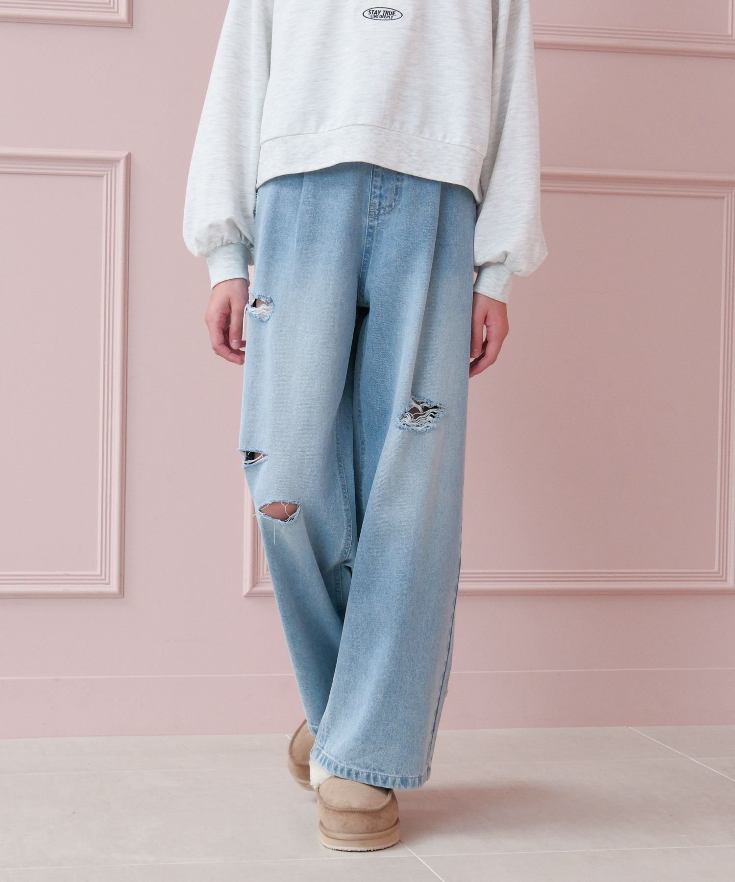 【グローバルワーク/GLOBAL WORK / KIDS】のGOODデニムワイドアソート/キッズ/147408 インテリア・キッズ・メンズ・レディースファッション・服の通販 founy(ファニー) 　ファッション　Fashion　キッズファッション　Fashion for Kids　カットオフ　Cut-Off Design　ケミカル　Chemical, Chemical Wash　シンプル　Simple, Minimal　ダメージ　Distressed, Destroyed　デニム　Denim, Jeans Material　トレンド　Trend, Trending Now　人気　Popular, Best Seller　プリント　Print, Printed Pattern　ポケット　Pocket, Pocket Detail　リボン　Ribbon, Bow　ワイド　Wide, Wide Fit　ブルーダメージブラスト83|ID: prp329100004866623 ipo3291000000036247881