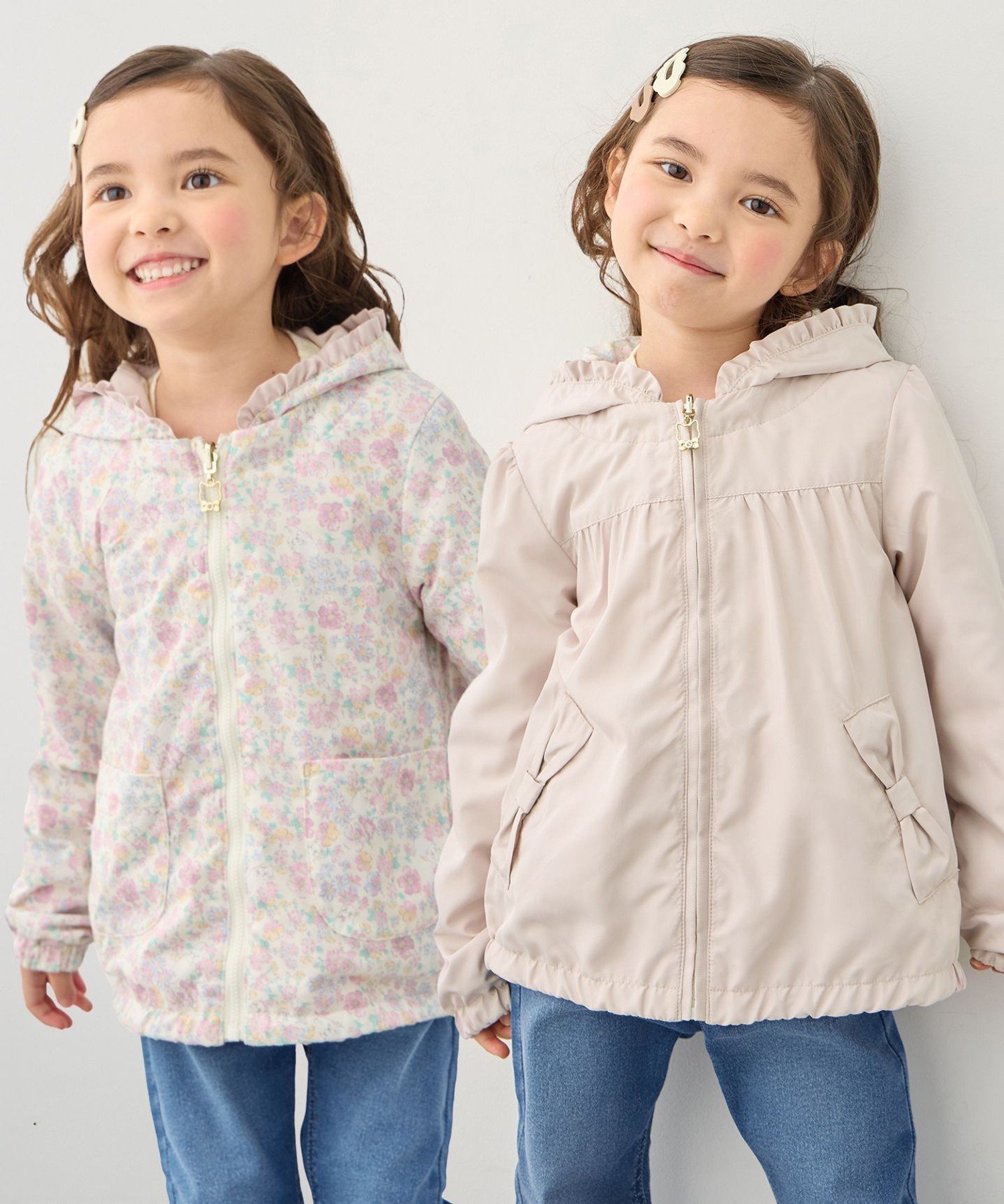 【エニー/ANY / KIDS】の【フード取り外し/洗濯機可能】撥水加工リバーシブルゾン インテリア・キッズ・メンズ・レディースファッション・服の通販 founy(ファニー) 　ファッション　Fashion　キッズファッション　Fashion for Kids　ガーリー　Girly, Feminine Style　チャーム　Charm, Pendant　ネコ　Cat, Feline Motif　ブルゾン　Blouson, Bomber Jacket　ポケット　Pocket, Pocket Detail　モチーフ　Motif, Design Theme　無地　Plain, Solid Color　リバーシブル　Reversible, Two-Sided　リボン　Ribbon, Bow　ミルクティー[033]|ID: prp329100004866625 ipo3291000000036247894