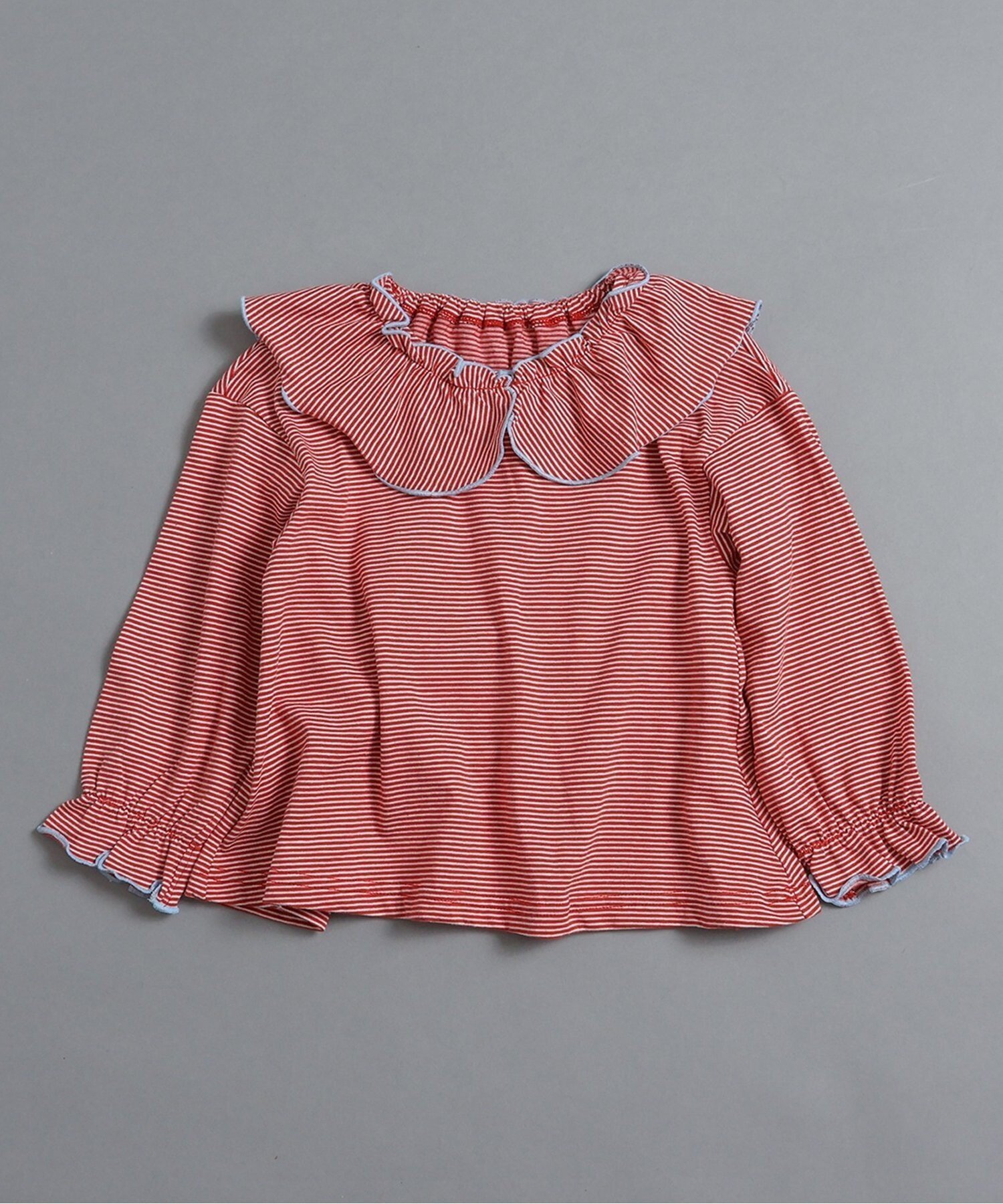 【エフオー オンラインストア/F.O.Online Store / KIDS】のWEB限定 メローフリル衿Tシャツ インテリア・キッズ・メンズ・レディースファッション・服の通販 founy(ファニー) 　ファッション　Fashion　キッズファッション　Fashion for Kids　人気　Popular, Best Seller　長袖　Long Sleeve, Full Sleeve　レッド|ID: prp329100004866634 ipo3291000000036247943