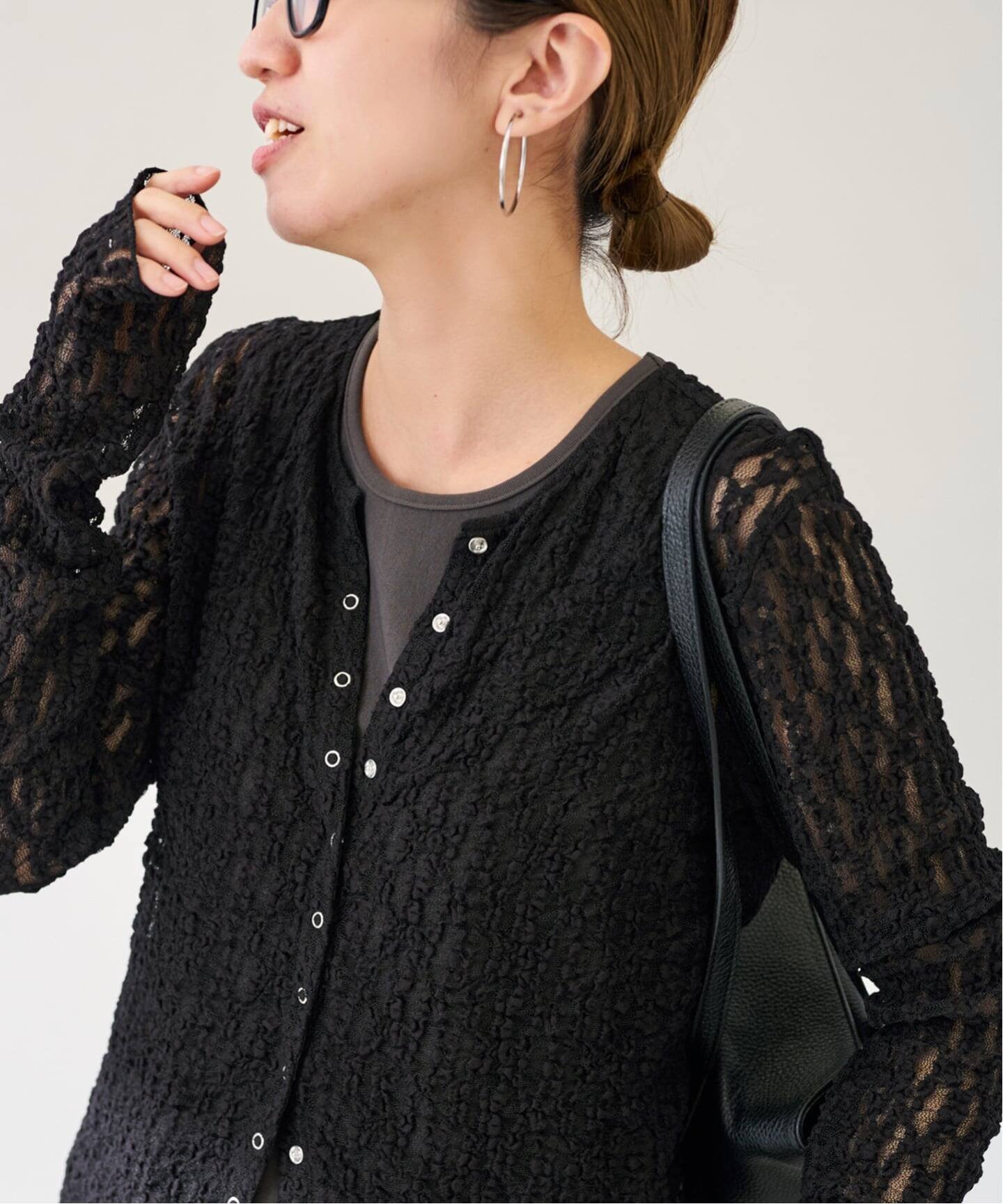 【フレームワーク/FRAMeWORK】のストレッチレース2WAY-カーディガン インテリア・キッズ・メンズ・レディースファッション・服の通販 founy(ファニー) 　ファッション　Fashion　レディースファッション　Fashion for Women　トップス・カットソー　Cut & Sew Tops　カーディガン・羽織り　Layered Style Cardigans　カーディガン　Cardigan, Knitwear　ストレッチ　Stretch, Stretchy Fabric　デニム　Denim, Jeans Material　レース　Lace, Lace Fabric　ブラック|ID: prp329100004866656 ipo3291000000036248128