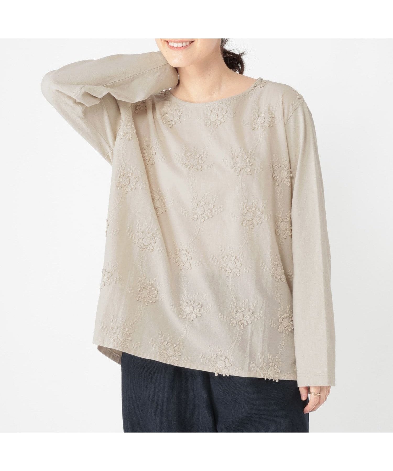 【スタディオ クリップ/studio CLIP】の【新色追加】3DレースロングスリーブTシャツ インテリア・キッズ・メンズ・レディースファッション・服の通販 founy(ファニー) 　ファッション　Fashion　レディースファッション　Fashion for Women　トップス・カットソー　Cut & Sew Tops　シャツ・ブラウス・オフィスカジュアル　Elegant Blouses & Button-Ups　ロングTシャツ・Tシャツ　Longline T-Shirts & Tees　インナー　Innerwear　カットソー　Cut and Sewn Top　カーディガン　Cardigan, Knitwear　スリーブ　Sleeve, Long Sleeve / Short Sleeve　デニム　Denim, Jeans Material　ビスチェ　Bustier, Corset Top　ベスト　Vest, Waistcoat　レース　Lace, Lace Fabric　ロング　Long, Long-Length　羽織　Haori, Light Jacket　ベージュ55|ID: prp329100004866663 ipo3291000000036248224