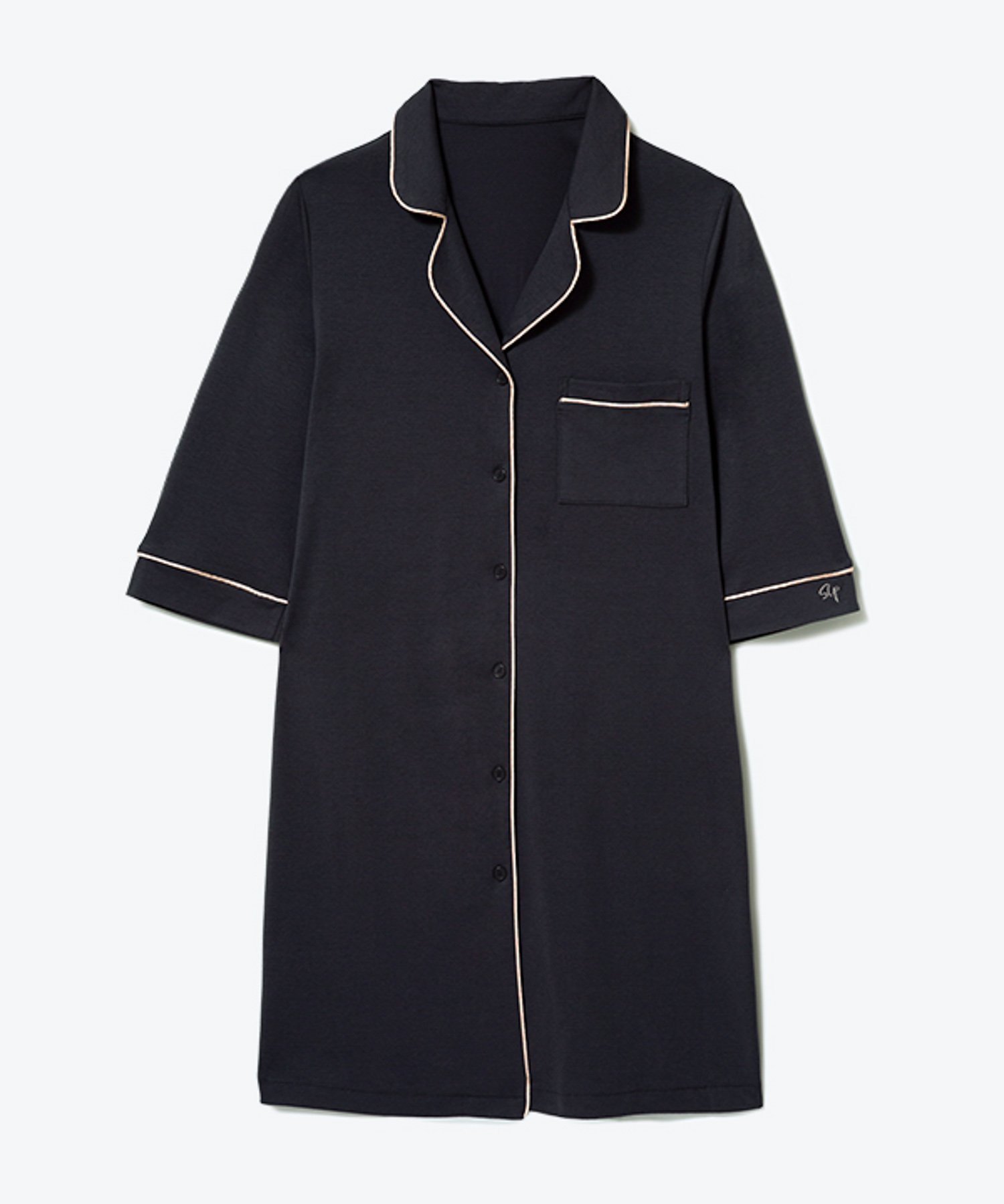 【スリーピースリーピー/SLEEPY SLEEPY】のSLEEPY SLEEPY/Pコットンベア7分袖ワンピース(BOX付) インテリア・キッズ・メンズ・レディースファッション・服の通販 founy(ファニー) 　ファッション　Fashion　レディースファッション　Fashion for Women　ワンピース　Dresses　ギフト プレゼント　Gift / Present　ストレッチ　Stretch, Stretchy Fabric　スリム　Slim, Slim Fit　パジャマ　Pajamas, Sleepwear　チャコール|ID: prp329100004866673 ipo3291000000036248281