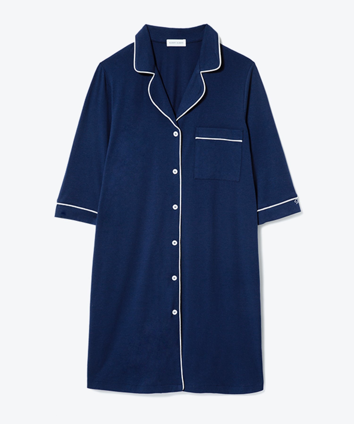 【スリーピースリーピー/SLEEPY SLEEPY】のSLEEPY SLEEPY/Pコットンベア7分袖ワンピース(BOX付) インテリア・キッズ・メンズ・レディースファッション・服の通販 founy(ファニー) 　ファッション　Fashion　レディースファッション　Fashion for Women　ワンピース　Dresses　ギフト プレゼント　Gift / Present　ストレッチ　Stretch, Stretchy Fabric　スリム　Slim, Slim Fit　パジャマ　Pajamas, Sleepwear　ネイビー|ID: prp329100004866673 ipo3291000000036248282