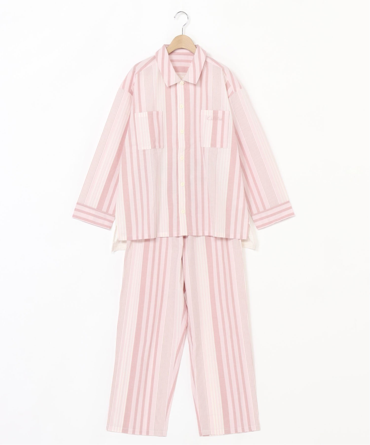 【キッドブルー/KID BLUE】の25ストライプ 天竺 長袖パジャマ インテリア・キッズ・メンズ・レディースファッション・服の通販 founy(ファニー) 　ファッション　Fashion　レディースファッション　Fashion for Women　トップス・カットソー　Cut & Sew Tops　ストライプ　Stripe, Striped Pattern　スリット　Slit, Slit Detail　バランス　Balance, Style Balance　パジャマ　Pajamas, Sleepwear　パステル　Pastel, Soft Color　ベーシック　Basic, Essential　ボックス　Boxy, Box Shape　ボトム　Bottoms, Lower Wear　ポケット　Pocket, Pocket Detail　リラックス　Relax, Relaxed Fit　長袖　Long Sleeve, Full Sleeve　ピンク|ID: prp329100004866677 ipo3291000000036248326