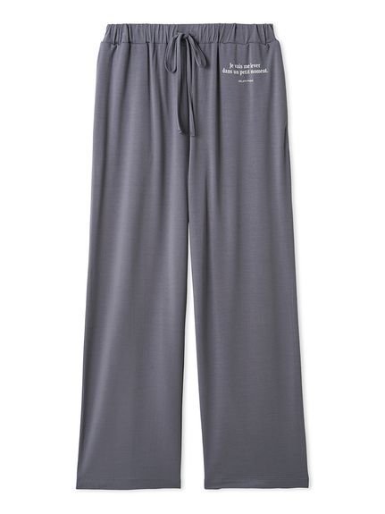 【ジェラート ピケ/gelato pique】のインレイロゴロングパンツ インテリア・キッズ・メンズ・レディースファッション・服の通販 founy(ファニー) 　ファッション　Fashion　レディースファッション　Fashion for Women　パンツ　Pants & Trousers　シンプル　Simple, Minimal　ストレート　Straight, Straight Cut　スマート　Smart, Elegant　プリント　Print, Printed Pattern　ポケット　Pocket, Pocket Detail　ロング　Long, Long-Length　NVY[089]|ID: prp329100004866681 ipo3291000000036248347