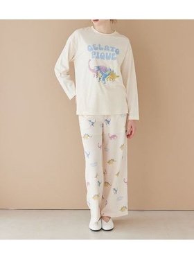 【ジェラート ピケ/gelato pique】のダイナソー柄ワッフルロングパンツ 人気、トレンドファッション・服の通販 founy(ファニー) ファッション Fashion レディースファッション Fashion for Women パンツ Pants & Trousers おすすめ Recommended / Our Picks イエロー Yellow カラフル Colorful Design スマート Smart, Elegant プリント Print, Printed Pattern ポケット Pocket, Pocket Detail ロング Long, Long-Length ワッフル Waffle, Waffle Knit |ID:prp329100004866685