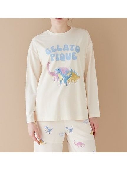 【ジェラート ピケ/gelato pique】のダイナソーワンポイントロンT インテリア・キッズ・メンズ・レディースファッション・服の通販 founy(ファニー) 　ファッション　Fashion　レディースファッション　Fashion for Women　トップス・カットソー　Cut & Sew Tops　ロングTシャツ・Tシャツ　Longline T-Shirts & Tees　おすすめ　Recommended / Our Picks　イエロー　Yellow　インナー　Innerwear　カットソー　Cut and Sewn Top　カラフル　Colorful Design　スマート　Smart, Elegant　プリント　Print, Printed Pattern　ロング　Long, Long-Length　ワンポイント　One Point, Statement Accent　CRM[004]|ID: prp329100004866690 ipo3291000000036248406