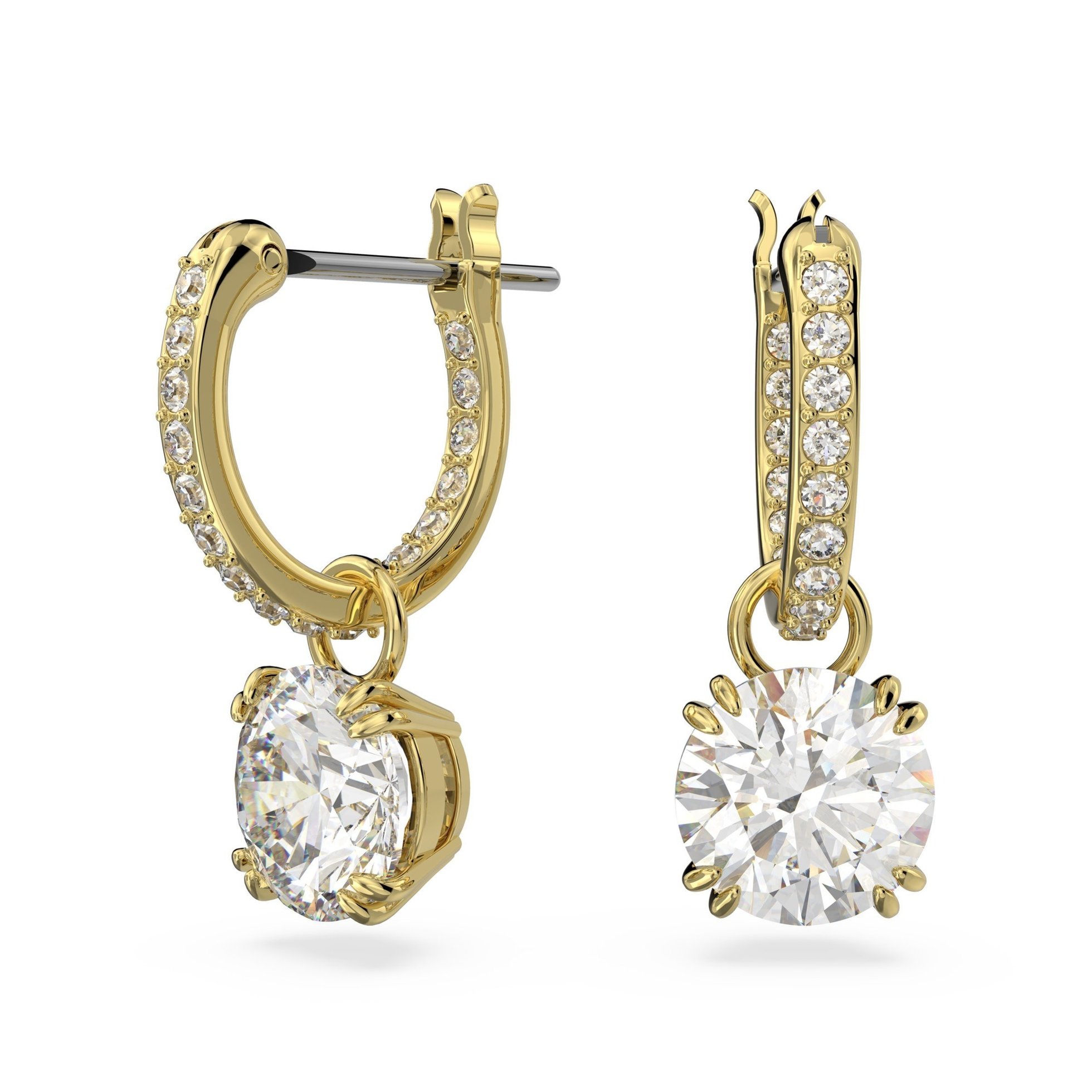 【スワロフスキー/swarovski】の【公式】【スワロフスキー】Stilla ドロップピアス, ラウンドカット インテリア・キッズ・メンズ・レディースファッション・服の通販 founy(ファニー) 　ファッション　Fashion　レディースファッション　Fashion for Women　ストーン　Stone, Gem-Like　スワロフスキー　Swarovski, Crystal Accent　センター　Center, Center Line　ドロップ　Drop Shoulder, Dropped Style　バランス　Balance, Style Balance　フープ　Hoop, Hoop Earrings　ラウンド　Round, Round Neck　ホワイト|ID: prp329100004866709 ipo3291000000036248496