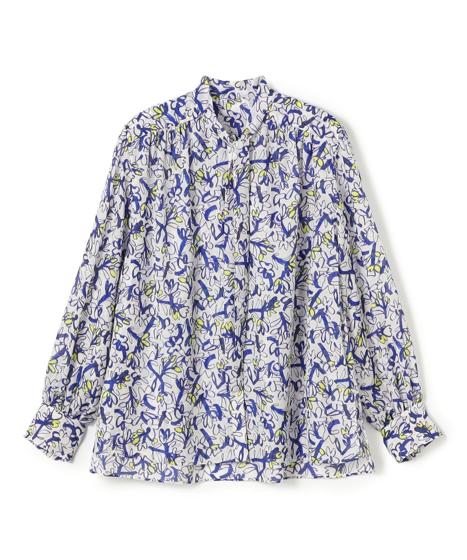 【トゥモローランド/TOMORROWLAND】のペタルフラワープリント ボウタイブラウス インテリア・キッズ・メンズ・レディースファッション・服の通販 founy(ファニー) 　ファッション　Fashion　レディースファッション　Fashion for Women　トップス・カットソー　Cut & Sew Tops　シャツ・ブラウス・オフィスカジュアル　Elegant Blouses & Button-Ups　花柄・フラワープリント・モチーフ　Floral Prints & Motifs / Flower Pattern Tops　おすすめ　Recommended / Our Picks　イエロー　Yellow　インナー　Innerwear　ギャザー　Gathered, Ruffled　ショルダー　Shoulder, Shoulder Strap　ジャケット　Jacket, Outerwear　プリント　Print, Printed Pattern　モダン　Modern, Contemporary　ヨーク　Yoke, Yoke Design　64 ブルー系|ID: prp329100004866962 ipo3291000000036251956