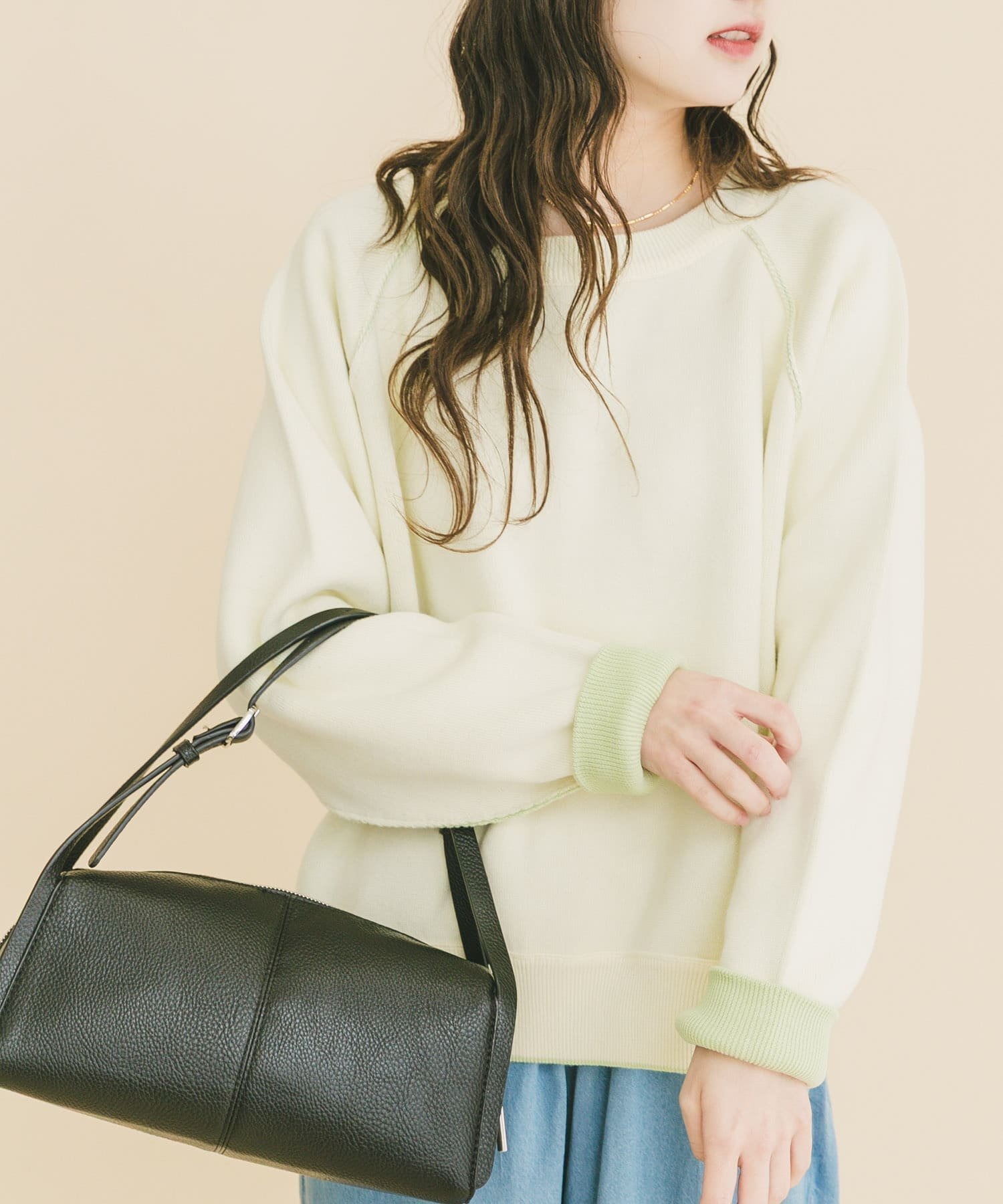 【アイテムズアーバンリサーチ/ITEMS URBAN RESEARCH】のラグランスリーブリバーシブルニット インテリア・キッズ・メンズ・レディースファッション・服の通販 founy(ファニー) 　ファッション　Fashion　レディースファッション　Fashion for Women　トップス・カットソー　Cut & Sew Tops　ニット　Knit Tops & Sweaters　ホワイト系その他|ID: prp329100004866963 ipo3291000000036251967