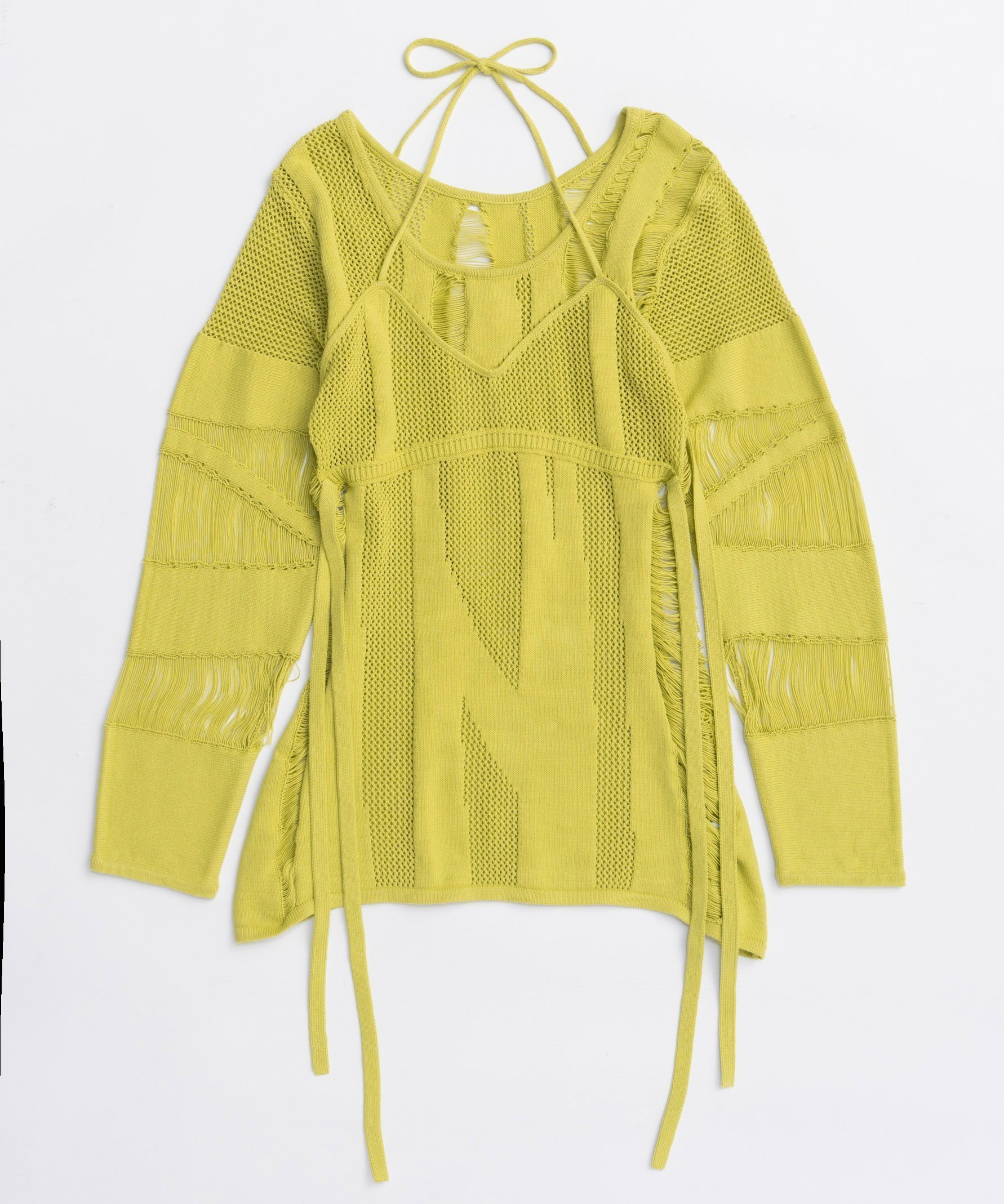 【メゾンスペシャル/MAISON SPECIAL】のRandom Mesh Knit Tops インテリア・キッズ・メンズ・レディースファッション・服の通販 founy(ファニー) 　ファッション　Fashion　レディースファッション　Fashion for Women　トップス・カットソー　Cut & Sew Tops　ニット　Knit Tops & Sweaters　おすすめ　Recommended / Our Picks　ビスチェ　Bustier, Corset Top　フェミニン　Feminine, Girly　ミックス　Mix, Mixed Style　メッシュ　Mesh, Net Fabric　ランダム　Random, Irregular　LIME|ID: prp329100004866964 ipo3291000000036252012