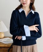【ディスコート/Discoat】のシャツレイヤード風プルオーバー 人気、トレンドファッション・服の通販 founy(ファニー) ファッション Fashion レディースファッション Fashion for Women トップス・カットソー Cut & Sew Tops シャツ・ブラウス・オフィスカジュアル Elegant Blouses & Button-Ups カジュアルプルオーバー・ニットトップス Pullovers & Knit Tops / Casual Pullovers おすすめ Recommended / Our Picks とろみ Fluid, Flowy Fabric スラックス Slacks, Dress Pants スリット Slit, Slit Detail デニム Denim, Jeans Material トレンド Trend, Trending Now thumbnail ネイビー|ID: prp329100004866967 ipo3291000000036252082