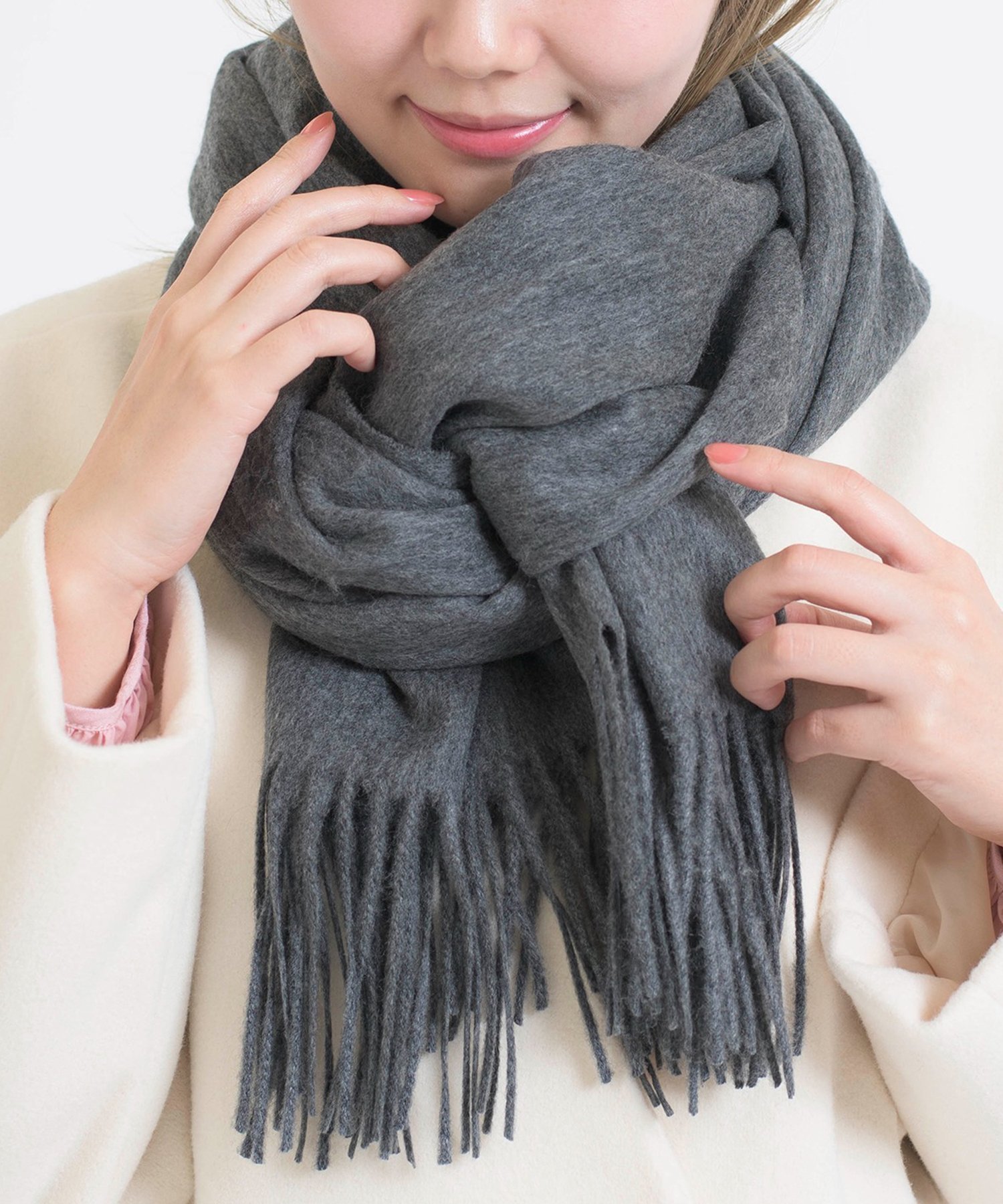 【セットアップセブン/SETUP7】のSETUP7/大判ウール×カシミヤプレーンマフラー 大判ストール ウール カシミヤ ブレンド 無地 60cm×200cm NW60L プレゼント ギフト インテリア・キッズ・メンズ・レディースファッション・服の通販 founy(ファニー) 　ファッション　Fashion　レディースファッション　Fashion for Women　セットアップ　Matching Sets　ストール　Soft & Warm Scarves　マフラー・スヌード / 冬小物の定番　Scarves & Mufflers　キルティング　Quilted, Quilting　今季　This Season, Current Season　ストール　Stole, Wrap　スマート　Smart, Elegant　ダウン　Down, Puffer　トレンド　Trend, Trending Now　フリンジ　Fringe, Tassel　ベーシック　Basic, Essential　マフラー　Scarf, Muffler　無地　Plain, Solid Color　A/W・秋冬　Autumn/Winter　再入荷　Restock / Back in Stock　送料無料　Free Shipping　おすすめ　Recommended / Our Picks　ギフト プレゼント　Gift / Present　ビジネス 仕事 通勤　Business / Work / Commuting　GRY|ID: prp329100004866972 ipo3291000000036252225