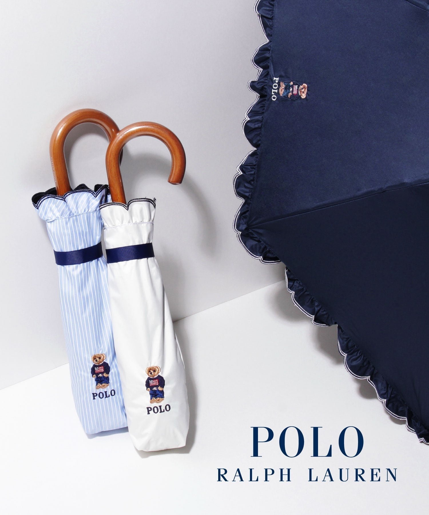 【ムーンバット/MOONBAT】のPOLO RALPH LAUREN/晴雨兼用日傘 ポロベア フリル 長折 人気、トレンドファッション・服の通販 founy(ファニー) ファッション Fashion レディースファッション Fashion for Women レイングッズ・傘・晴雨兼用傘 Umbrellas & Rain Gear バランス Balance, Style Balance フリル Frill, Ruffle ポーチ Pouch, Small Case 日傘 Parasol, UV Umbrella other-1|ID: prp329100004867354 ipo3291000000036256863
