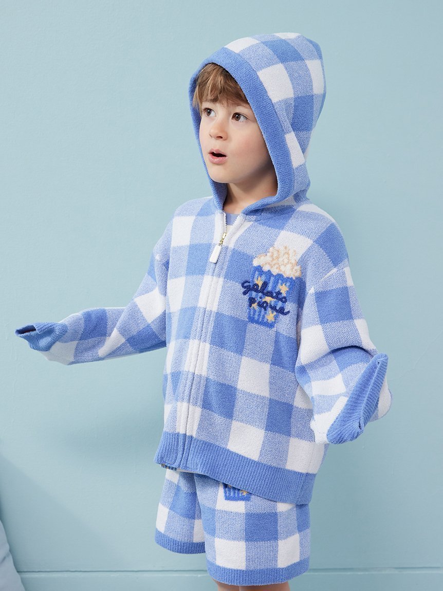 【ジェラート ピケ/gelato pique / KIDS】の【KIDS】エアリーモコギンガムチェック柄パーカ インテリア・キッズ・メンズ・レディースファッション・服の通販 founy(ファニー) 　ファッション　Fashion　キッズファッション　Fashion for Kids　春　Spring　カットソー　Cut and Sewn Top　ギンガム　Gingham, Gingham Fabric　軽量　Lightweight, Ultra Light　ショート　Short, Short Length　スマート　Smart, Elegant　チェック　Check, Plaid, Tartan　モチーフ　Motif, Design Theme　おすすめ　Recommended / Our Picks　お家時間・ステイホーム　Stay Home / At Home　BLU[086]|ID: prp329100004867364 ipo3291000000036257072