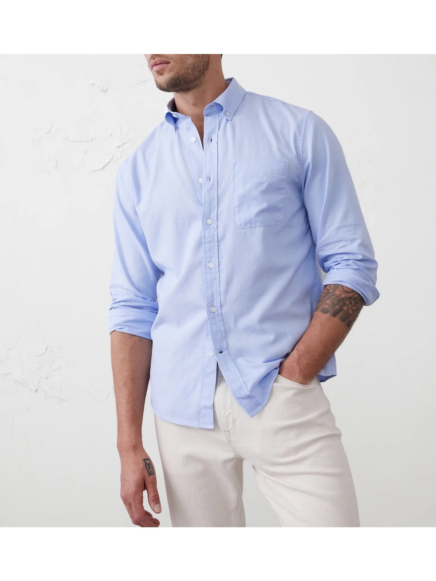 【バナナリパブリック ファクトリーストア/BANANA REPUBLIC FACTORY STORE / MEN】のBANANA REPUBLIC FACTORY STORE オックスフォードシャツ インテリア・キッズ・メンズ・レディースファッション・服の通販 founy(ファニー) ファッション Fashion メンズファッション Fashion for Men クラシカル Classical, Vintage-Inspired ジャケット Jacket, Outerwear テクスチャー Texture, Textured Fabric ベスト Vest, Waistcoat LIGHT_BLUE|ID: prp329100004867373 ipo3291000000036257233