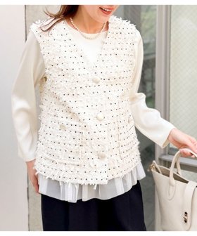 【ノーリーズ/NOLLEY'S】の45th limited editionフラッグカラミジレ 人気、トレンドファッション・服の通販 founy(ファニー) ファッション Fashion レディースファッション Fashion for Women アウター Coat / Outerwear Collection トップス・カットソー Cut & Sew Tops ベスト&ジレ / 重ね着スタイル Vests & Gilets 春 Spring ジャケット Jacket, Outerwear ツイード／ツィード Choker, Choker Necklace デニム Denim, Jeans Material おすすめ Recommended / Our Picks セレモニー Ceremony 2026年 2026 |ID:prp329100004867379