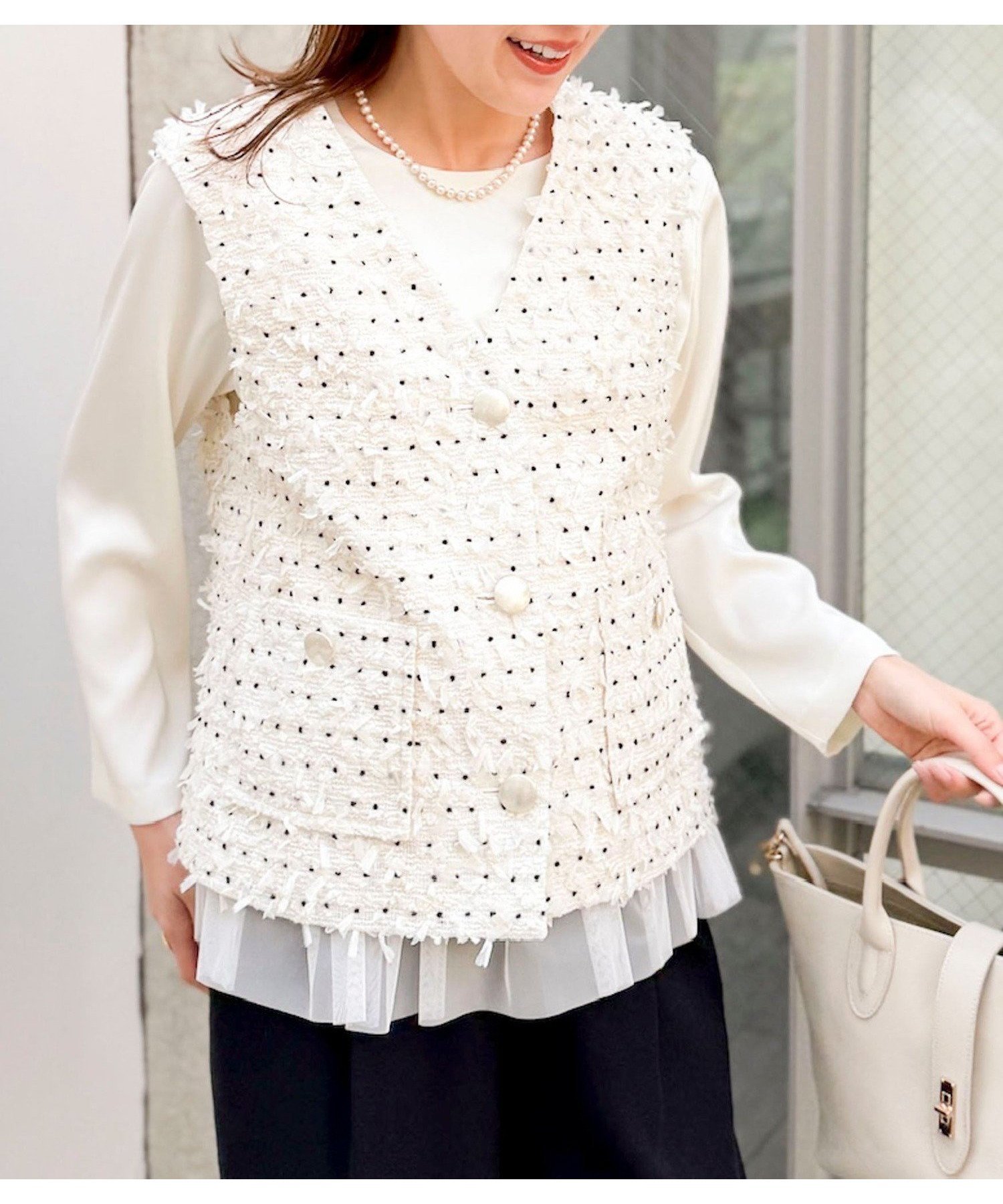 【ノーリーズ/NOLLEY'S】の45th limited editionフラッグカラミジレ インテリア・キッズ・メンズ・レディースファッション・服の通販 founy(ファニー) 　ファッション　Fashion　レディースファッション　Fashion for Women　アウター　Coat / Outerwear Collection　トップス・カットソー　Cut & Sew Tops　ベスト&ジレ / 重ね着スタイル　Vests & Gilets　春　Spring　ジャケット　Jacket, Outerwear　ツイード／ツィード　Choker, Choker Necklace　デニム　Denim, Jeans Material　おすすめ　Recommended / Our Picks　セレモニー　Ceremony　2026年　2026　オフホワイト|ID: prp329100004867379 ipo3291000000036257304