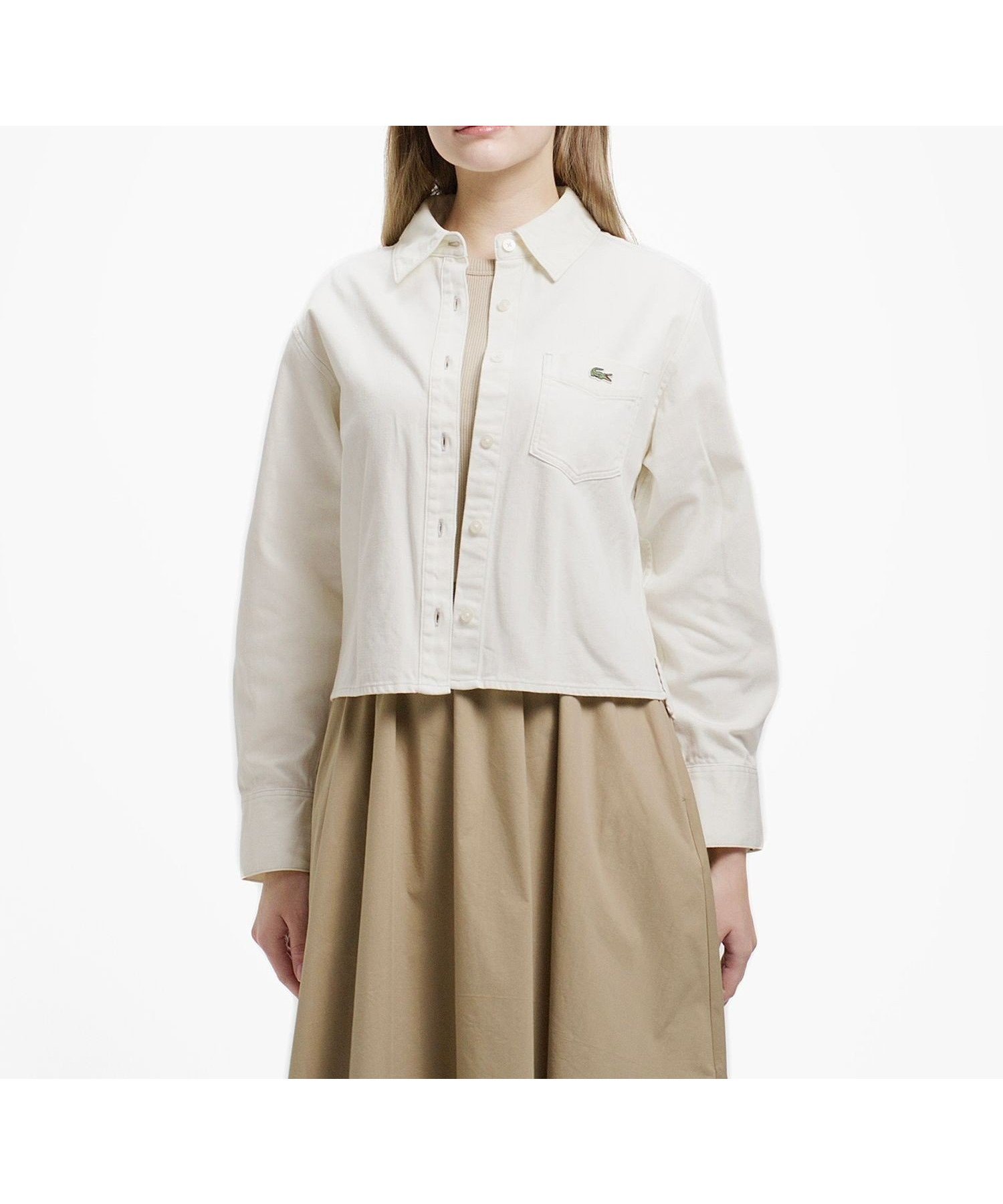 【ラコステ/LACOSTE】のデニムクロップドシャツ 人気、トレンドファッション・服の通販 founy(ファニー) 　ファッション　Fashion　レディースファッション　Fashion for Women　トップス・カットソー　Cut & Sew Tops　シャツ・ブラウス・オフィスカジュアル　Elegant Blouses & Button-Ups　ウォッシュ　Washed Finish　クロップド　Cropped, Short Length　デニム　Denim, Jeans Material　トレンド　Trend, Trending Now　ベーシック　Basic, Essential　ポケット　Pocket, Pocket Detail　 other-1|ID: prp329100004867382 ipo3291000000036257459