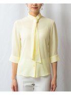 【ナラ カミーチェ/NARACAMICIE】のジョーゼットフリルタイ長袖ブラウス 人気、トレンドファッション・服の通販 founy(ファニー) ファッション Fashion レディースファッション Fashion for Women トップス・カットソー Cut & Sew Tops シャツ・ブラウス・オフィスカジュアル Elegant Blouses & Button-Ups イエロー Yellow エレガント 上品 Elegant ジョーゼット Georgette, Semi-Sheer Fabric ストレッチ Stretch, Stretchy Fabric 長袖 Long Sleeve, Full Sleeve thumbnail イエロー|ID: prp329100004867405 ipo3291000000036257923