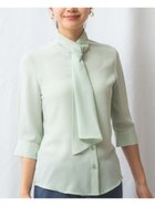 【ナラ カミーチェ/NARACAMICIE】のジョーゼットフリルタイ長袖ブラウス 人気、トレンドファッション・服の通販 founy(ファニー) ファッション Fashion レディースファッション Fashion for Women トップス・カットソー Cut & Sew Tops シャツ・ブラウス・オフィスカジュアル Elegant Blouses & Button-Ups イエロー Yellow エレガント 上品 Elegant ジョーゼット Georgette, Semi-Sheer Fabric ストレッチ Stretch, Stretchy Fabric 長袖 Long Sleeve, Full Sleeve thumbnail グリーン|ID: prp329100004867405 ipo3291000000036257925