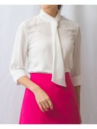 【ナラ カミーチェ/NARACAMICIE】のジョーゼットフリルタイ長袖ブラウス 人気、トレンドファッション・服の通販 founy(ファニー) ファッション Fashion レディースファッション Fashion for Women トップス・カットソー Cut & Sew Tops シャツ・ブラウス・オフィスカジュアル Elegant Blouses & Button-Ups イエロー Yellow エレガント 上品 Elegant ジョーゼット Georgette, Semi-Sheer Fabric ストレッチ Stretch, Stretchy Fabric 長袖 Long Sleeve, Full Sleeve thumbnail ホワイト|ID: prp329100004867405 ipo3291000000036257928