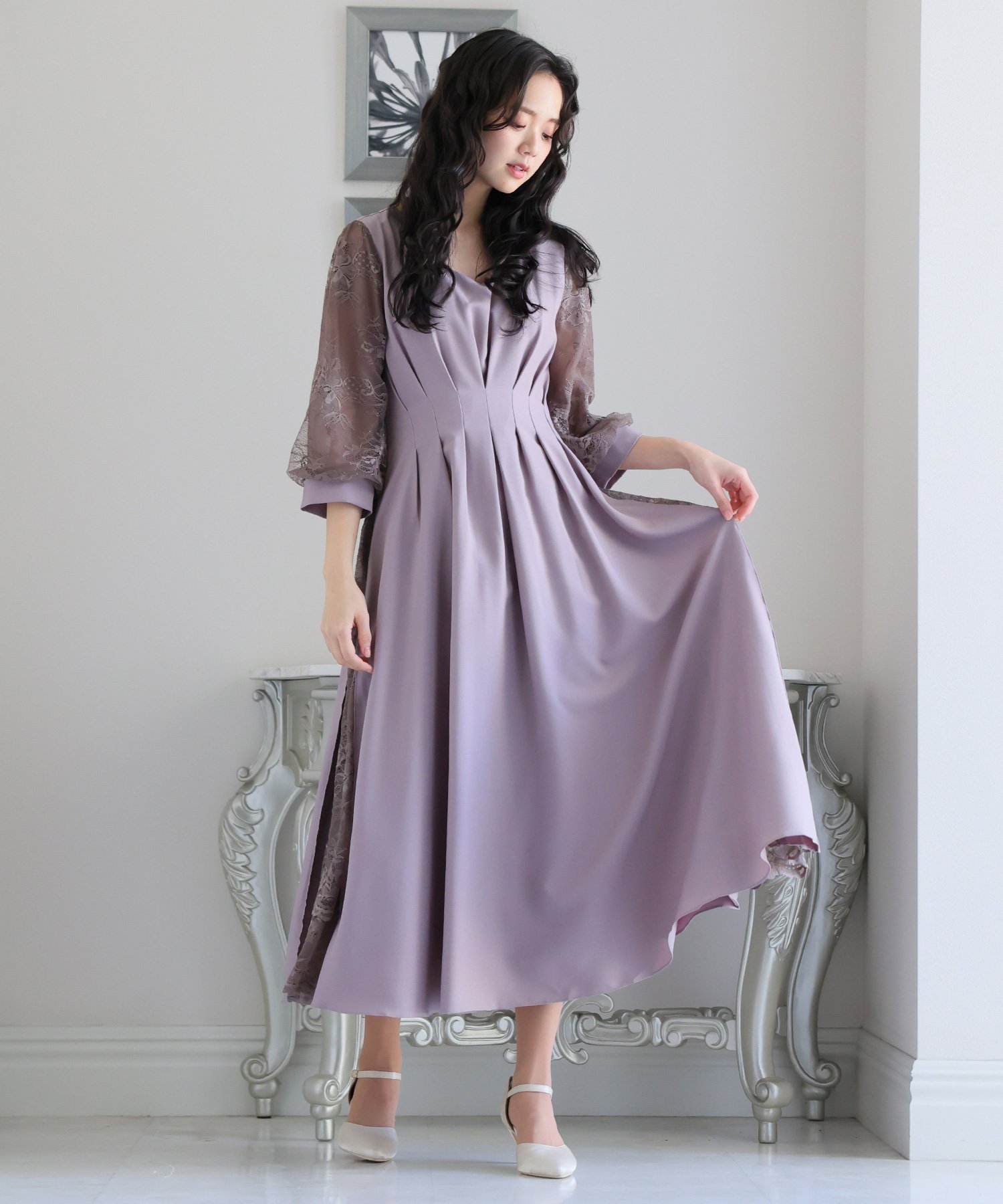 【プールヴー/PourVous】のフォーマルお呼ばれ パーティードレス結婚式 オケージョンドレス二次会 ワンピース インテリア・キッズ・メンズ・レディースファッション・服の通販 founy(ファニー) 　ファッション　Fashion　レディースファッション　Fashion for Women　ワンピース　Dresses　フォーマル・パーティードレス・結婚式用ドレス　Elegant & Casual Dresses　おすすめ　Recommended / Our Picks　エレガント 上品　Elegant　オーガンジー　Organza Fabric　シアー　Sheer, See-Through　シンプル　Simple, Minimal　セレモニー　Ceremony　デコルテ　Décolleté, Neckline　ドレス　Dress, One-Piece　ネックレス　Necklace, Pendant Necklace　フォーマル　Formal, Dressy　レース　Lace, Lace Fabric　二次会　After Party　結婚式　Wedding　ローズピンク|ID: prp329100004867423 ipo3291000000036258107