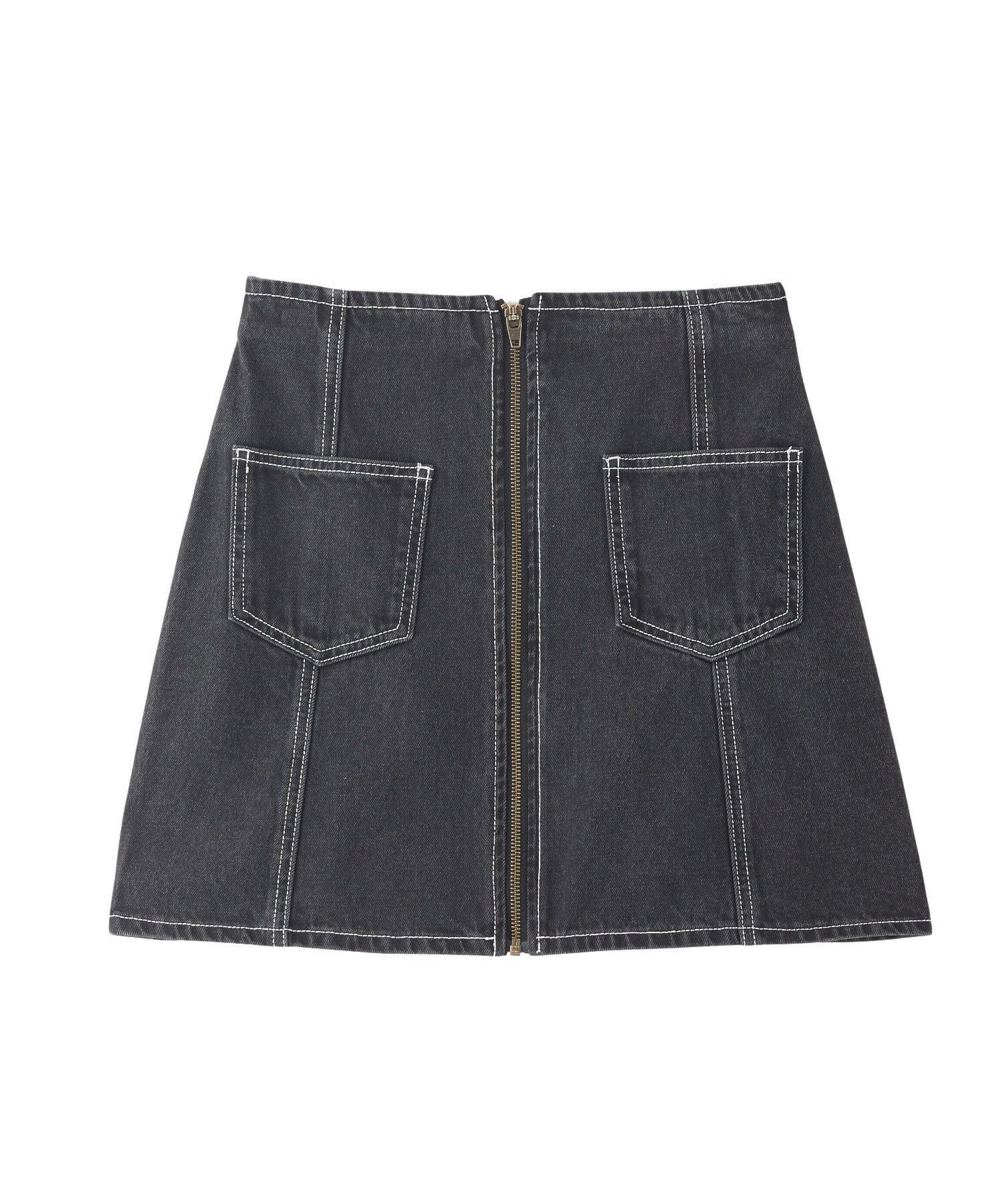 【ミルクフェド/MILKFED.】のDENIM ZIP SKIRT インテリア・キッズ・メンズ・レディースファッション・服の通販 founy(ファニー) 　ファッション　Fashion　レディースファッション　Fashion for Women　スカート　Skirts　ショート　Short, Short Length　ジップ　Zip, Zipper　ソックス　Socks, Hosiery　デニム　Denim, Jeans Material　台形　A-Line, Trapezoid Shape　フロント　Front, Front Design　ミニスカート　Mini Skirt, Short Skirt　冬　Winter / This Winter　再入荷　Restock / Back in Stock　おすすめ　Recommended / Our Picks　BLACK|ID: prp329100004867430 ipo3291000000036258140