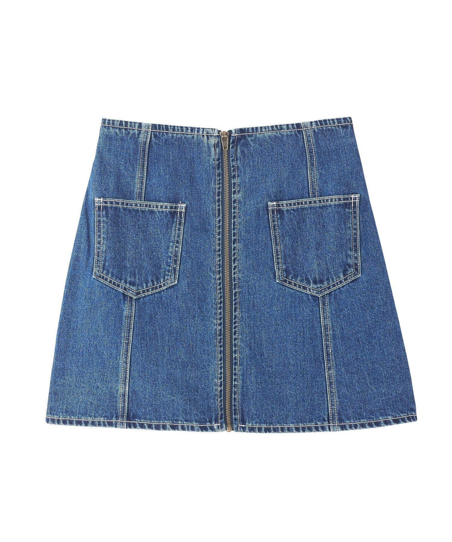 【ミルクフェド/MILKFED.】のDENIM ZIP SKIRT インテリア・キッズ・メンズ・レディースファッション・服の通販 founy(ファニー) 　ファッション　Fashion　レディースファッション　Fashion for Women　スカート　Skirts　ショート　Short, Short Length　ジップ　Zip, Zipper　ソックス　Socks, Hosiery　デニム　Denim, Jeans Material　台形　A-Line, Trapezoid Shape　フロント　Front, Front Design　ミニスカート　Mini Skirt, Short Skirt　冬　Winter / This Winter　再入荷　Restock / Back in Stock　おすすめ　Recommended / Our Picks　LtINDIGO|ID: prp329100004867430 ipo3291000000036258141