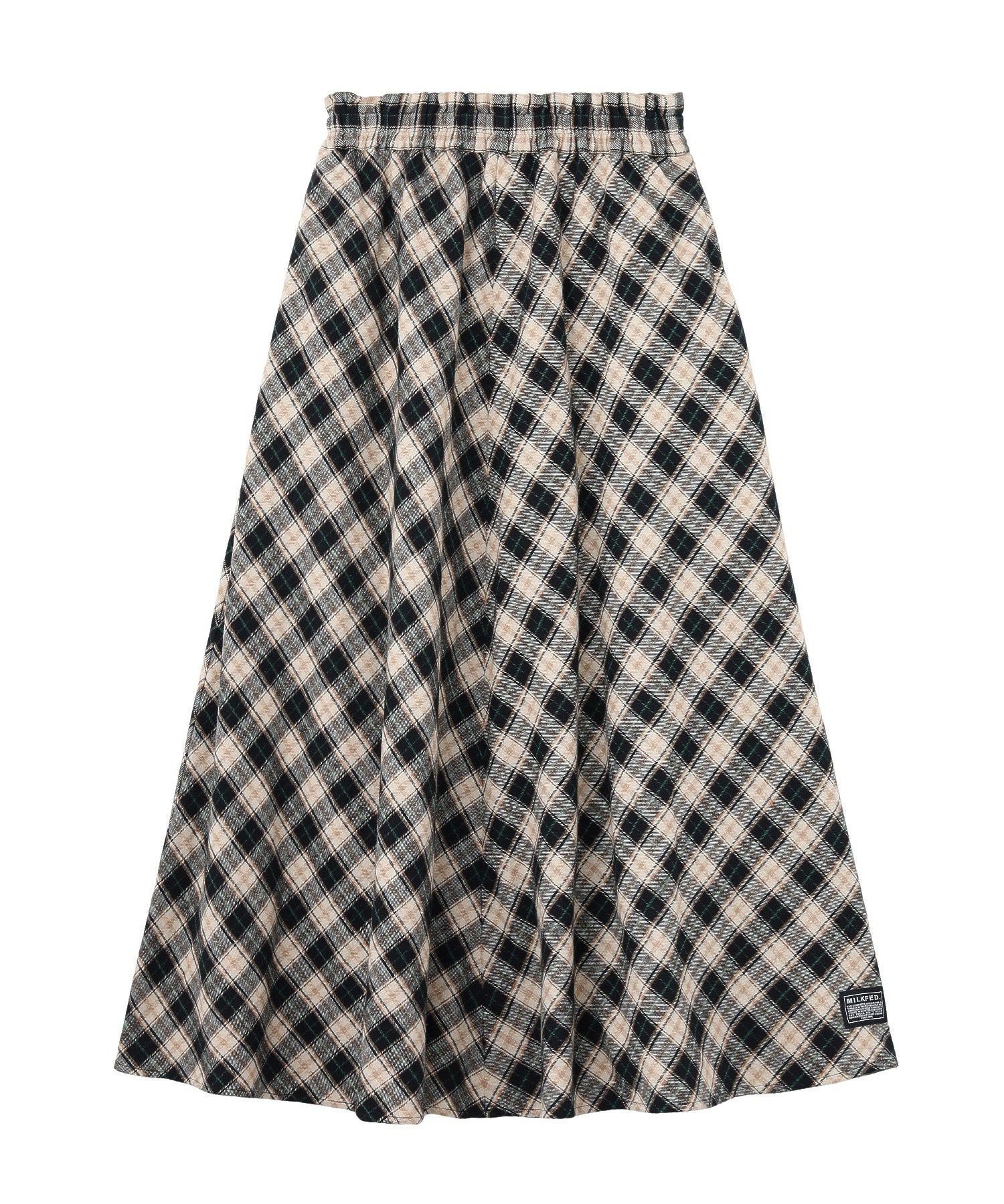 【ミルクフェド/MILKFED.】のFLARE PLAID SKIRT インテリア・キッズ・メンズ・レディースファッション・服の通販 founy(ファニー) 　ファッション　Fashion　レディースファッション　Fashion for Women　スカート　Skirts　ガーリー　Girly, Feminine Style　クラシカル　Classical, Vintage-Inspired　スウェット / スエット　Sweatshirt, Sweatwear　スニーカー　Sneakers, Trainers　チェック　Check, Plaid, Tartan　A/W・秋冬　Autumn/Winter　再入荷　Restock / Back in Stock　おすすめ　Recommended / Our Picks　エレガント 上品　Elegant　BLACK|ID: prp329100004867433 ipo3291000000036258151