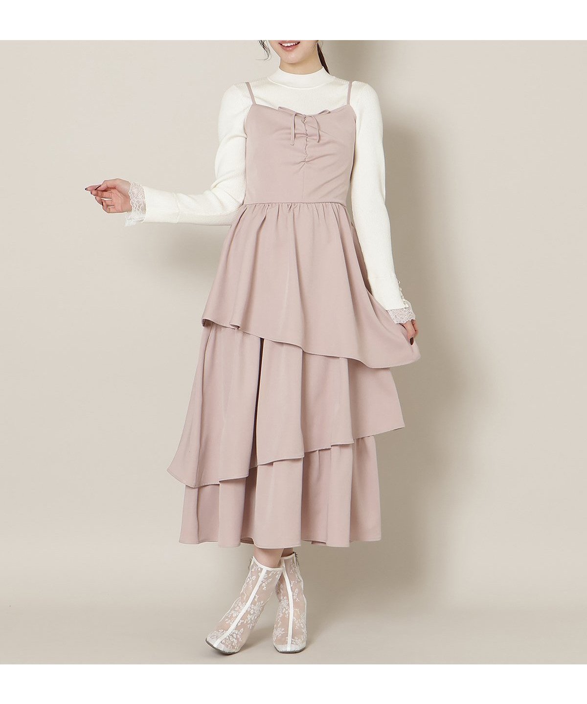 【ウィルセレクション/WILLSELECTION】のティアードキャミワンピース インテリア・キッズ・メンズ・レディースファッション・服の通販 founy(ファニー) 　ファッション　Fashion　レディースファッション　Fashion for Women　ワンピース　Dresses　キャミソールワンピース　Camisole Dresses　インナー　Innerwear　ガーリー　Girly, Feminine Style　ギャザー　Gathered, Ruffled　チェック　Check, Plaid, Tartan　フロント　Front, Front Design　ロング　Long, Long-Length　ピンク|ID: prp329100004867439 ipo3291000000036258174